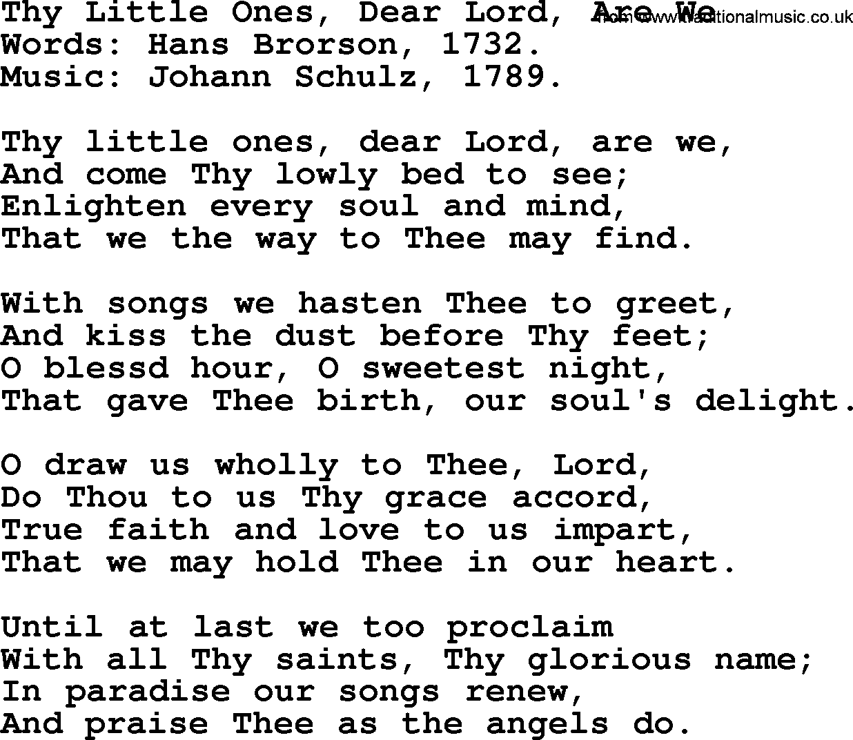 Christmas Hymns, Carols and Songs, title: Thy Little Ones, Dear Lord, Are We, lyrics with PDF