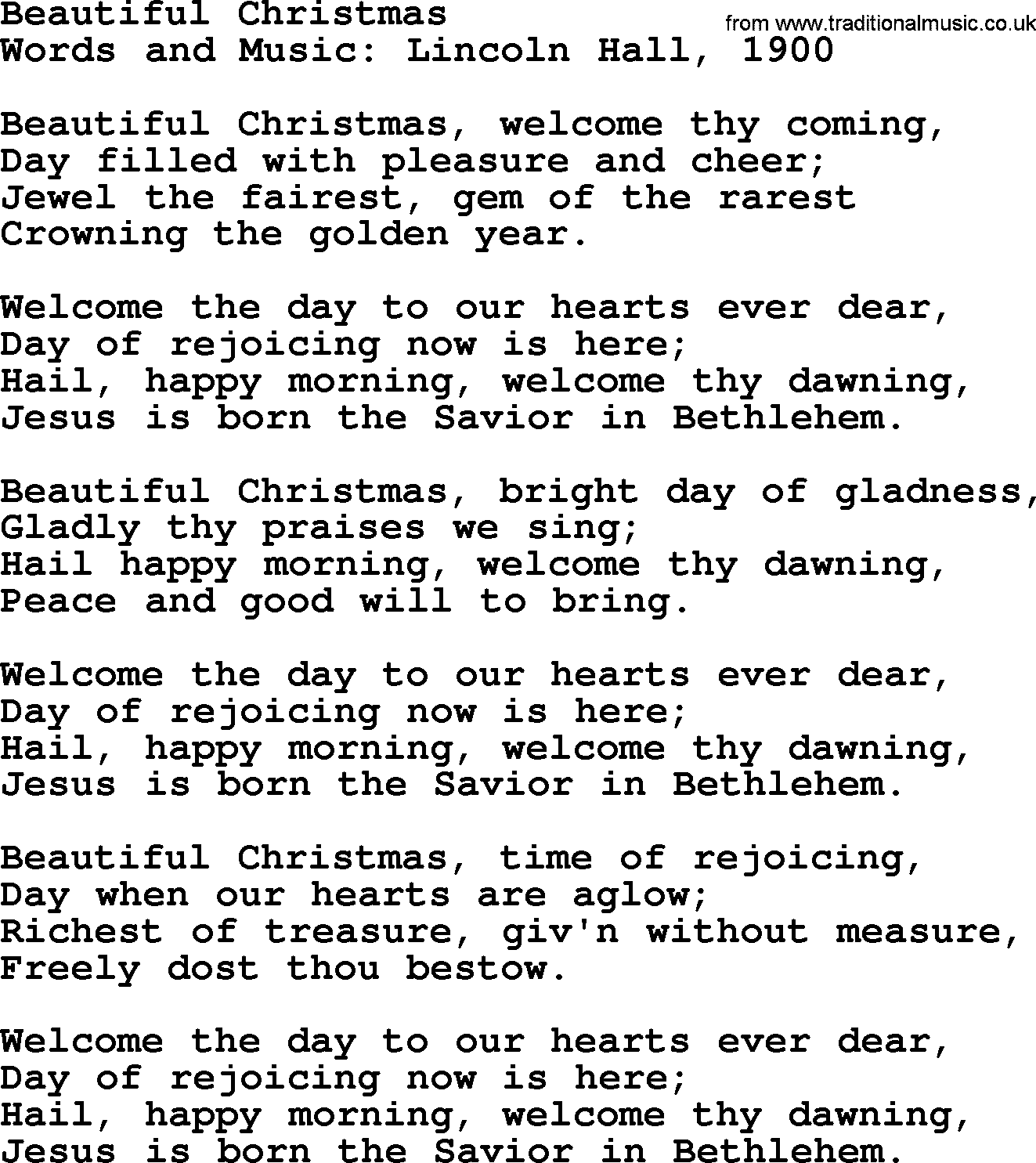 280 Christmas Hymns and songs with PowerPoints and PDF, title: Beautiful Christmas(hall), lyrics, PPT and PDF