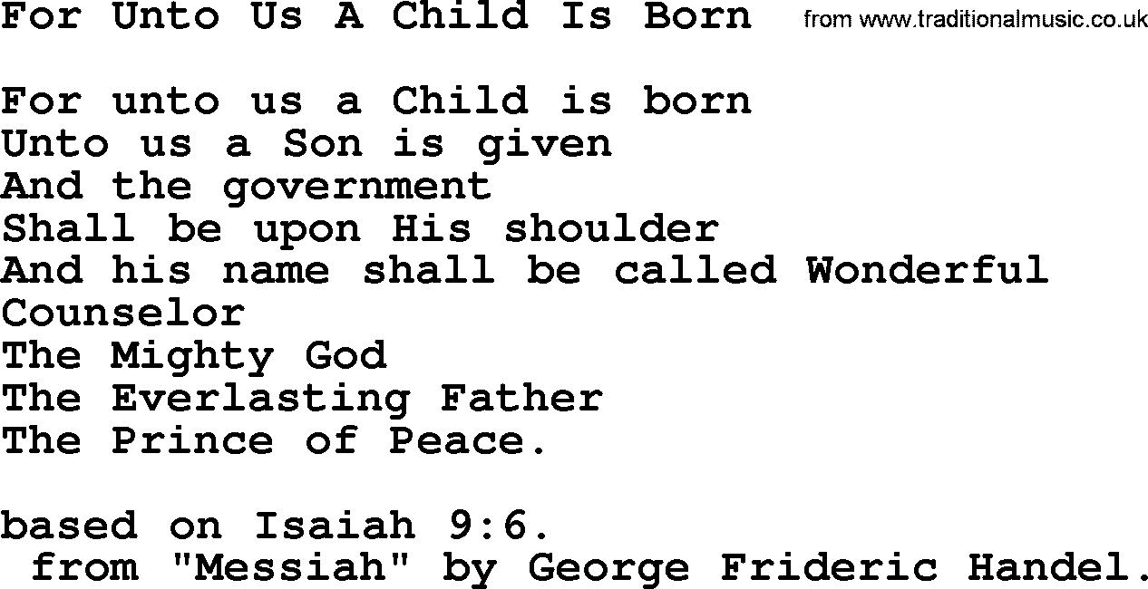 Christmas Powerpoints, Song: For Unto Us A Child Is Born - Lyrics, PPT(for church projection etc ...