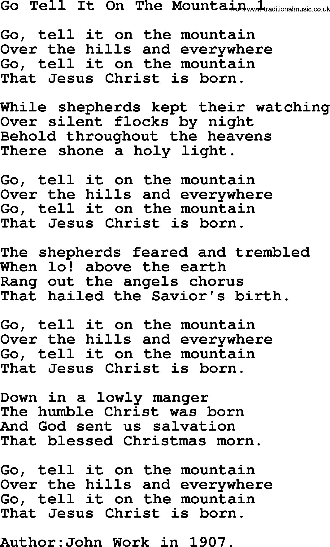 Christmas Powerpoints, Song: Go Tell It On The Mountain 1 - Lyrics, PPT(for church projection ...