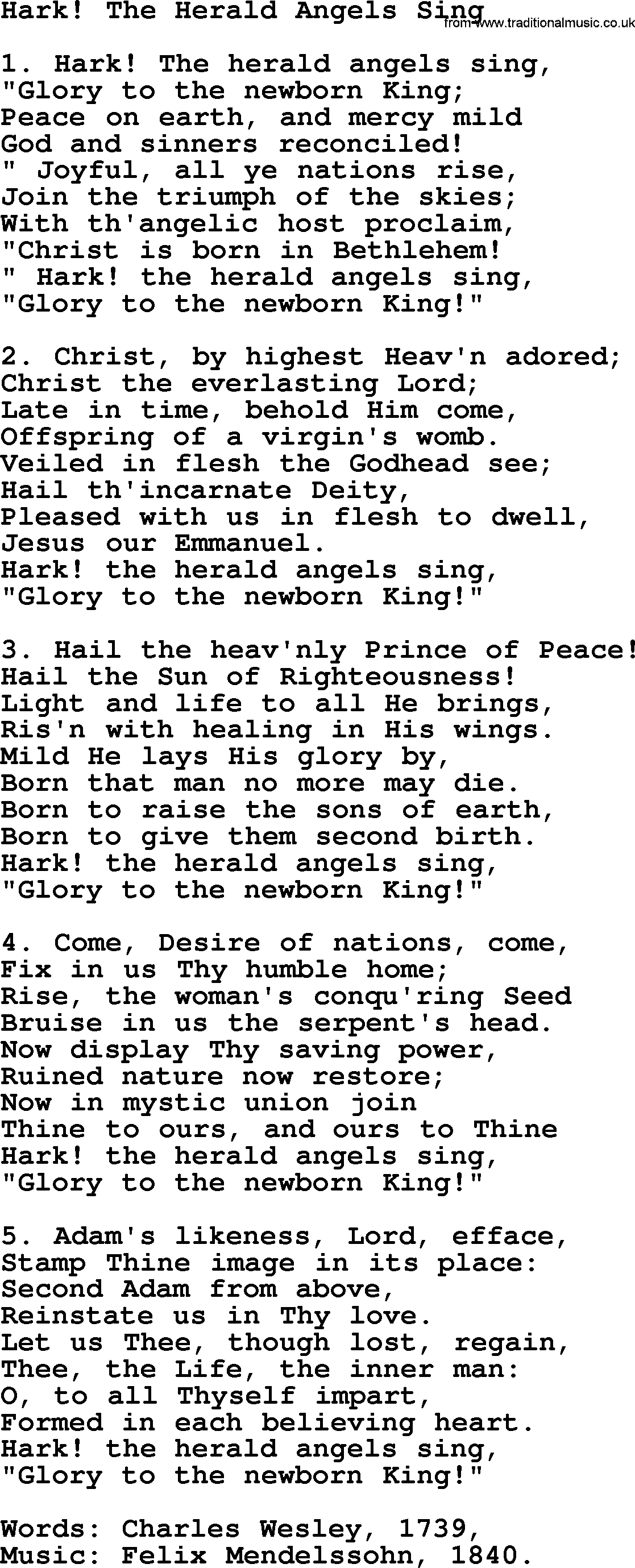 Hark The Herald Angels Sing Christmas Song Lyrics - LyricsWalls