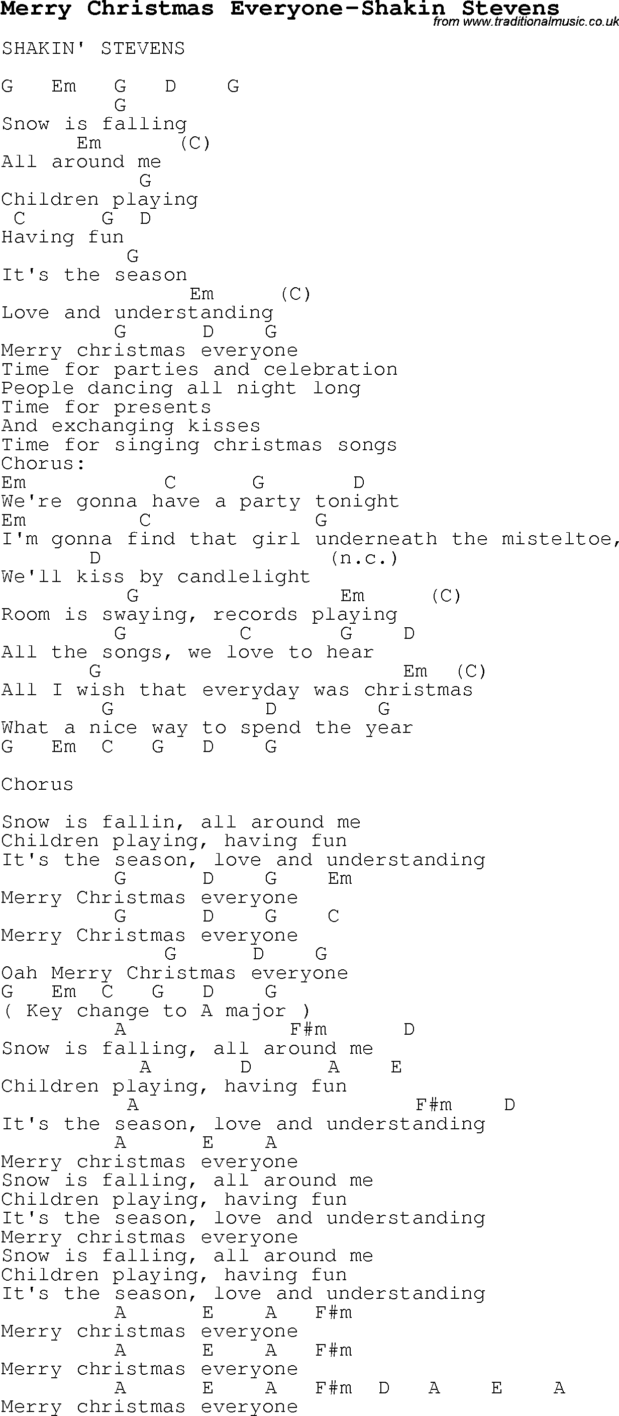 Christmas Carol Song Lyrics With Chords For Merry Everyone