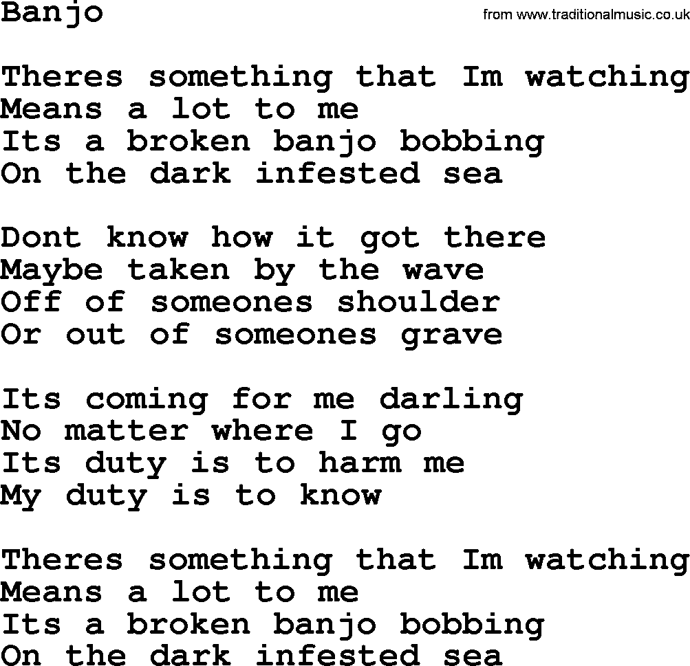 Leonard Cohen song Banjo-leonard-cohen.txt lyrics