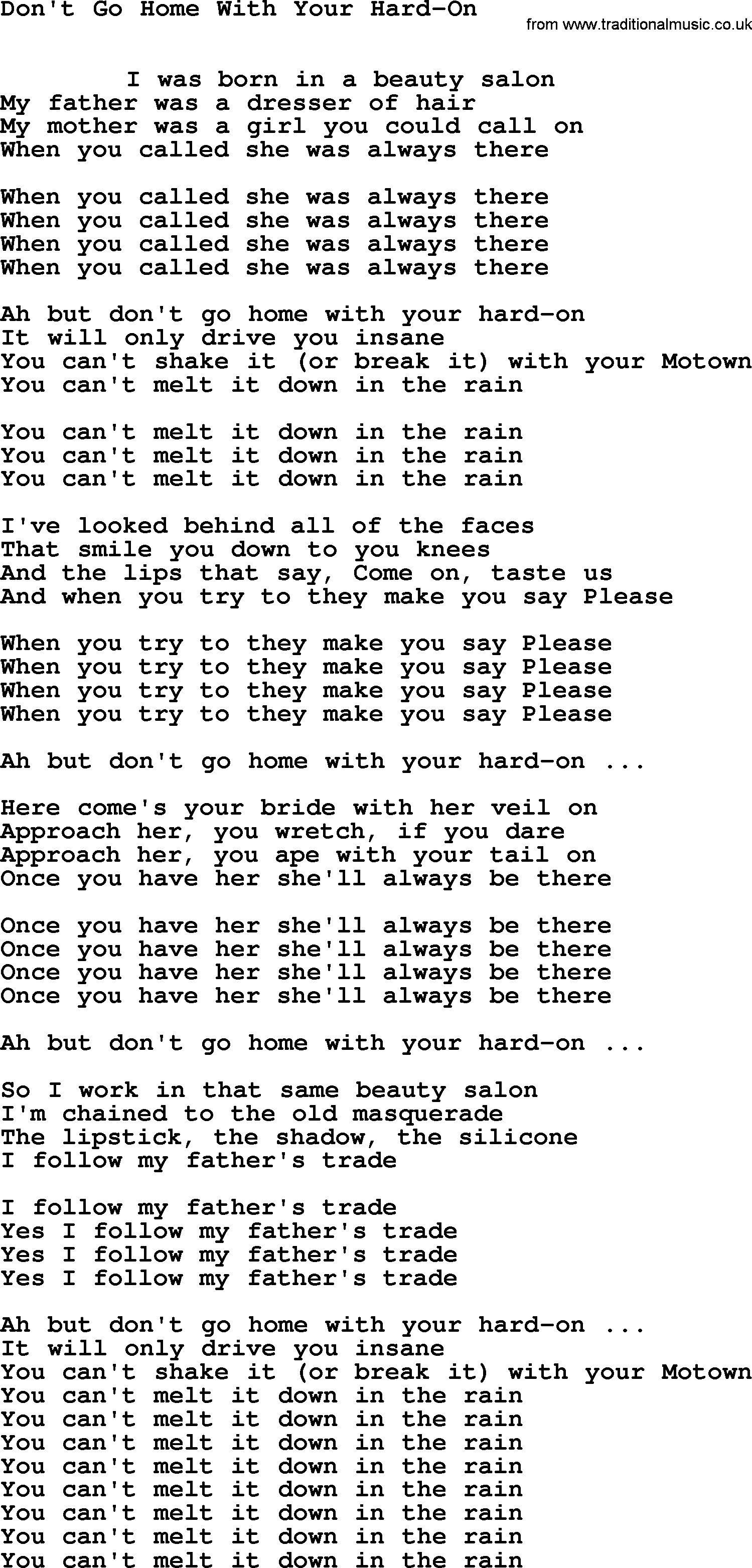 Leonard Cohen song Dont Go Home Your Hard-leonard-cohen.txt lyrics