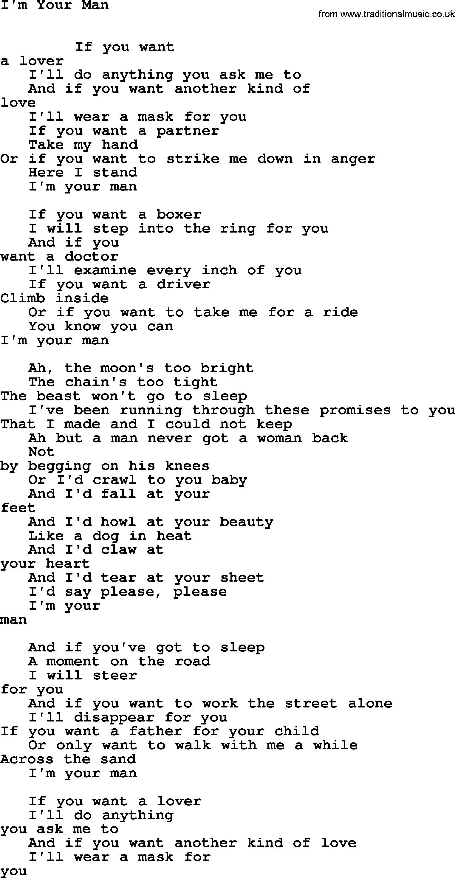 Leonard Cohen song Im Your Man-leonard-cohen.txt lyrics