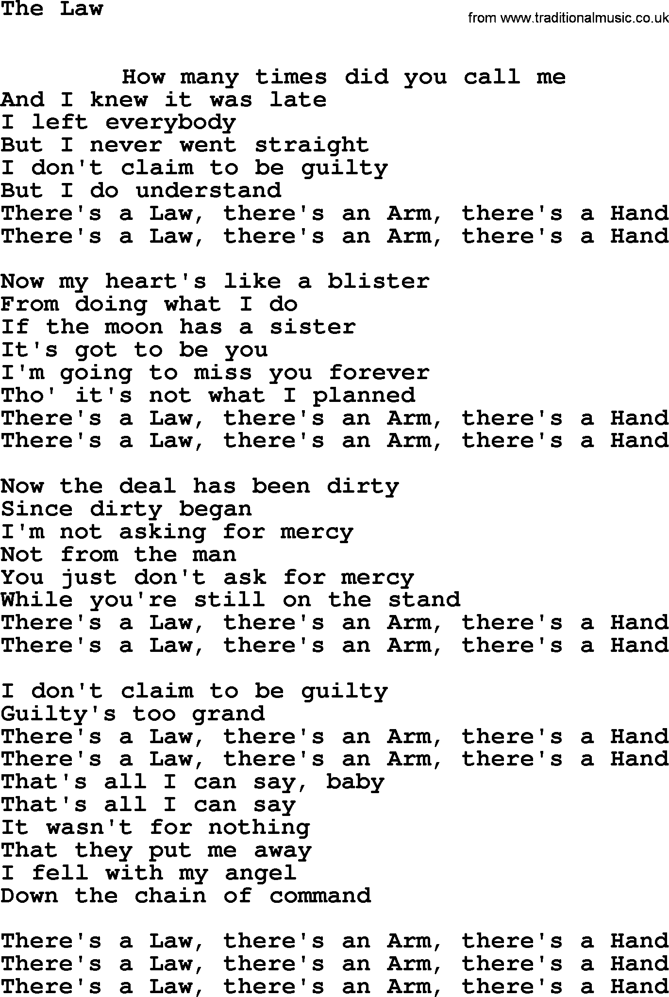 Leonard Cohen song Law-leonard-cohen.txt lyrics