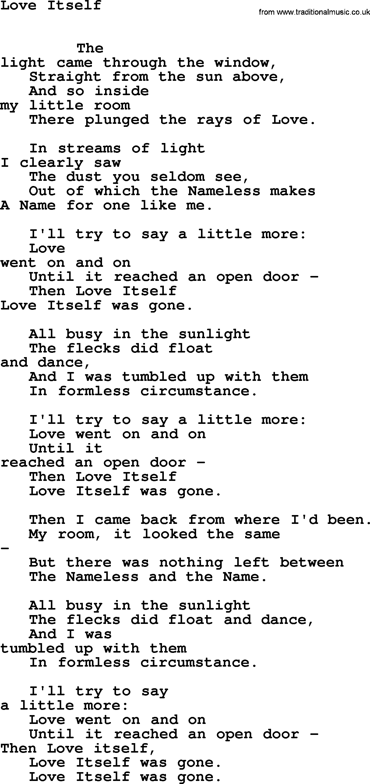 Leonard Cohen song Love Itself-leonard-cohen.txt lyrics