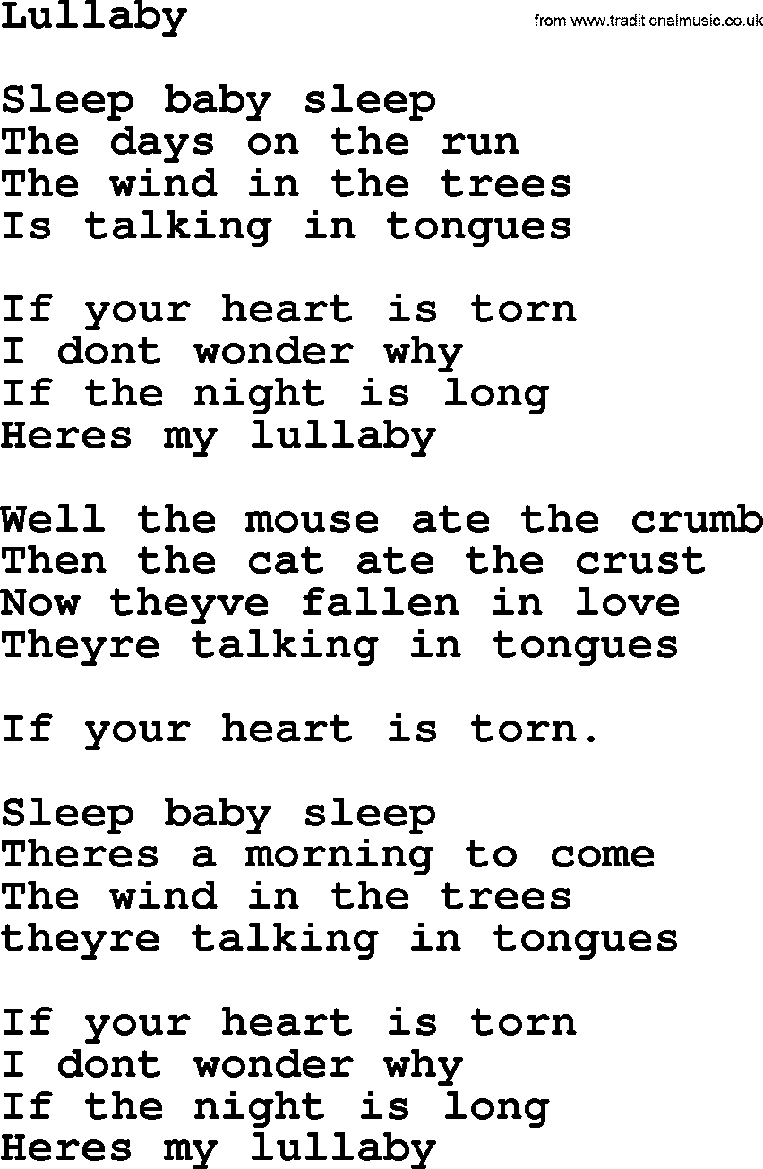 Leonard Cohen song Lullaby-leonard-cohen.txt lyrics