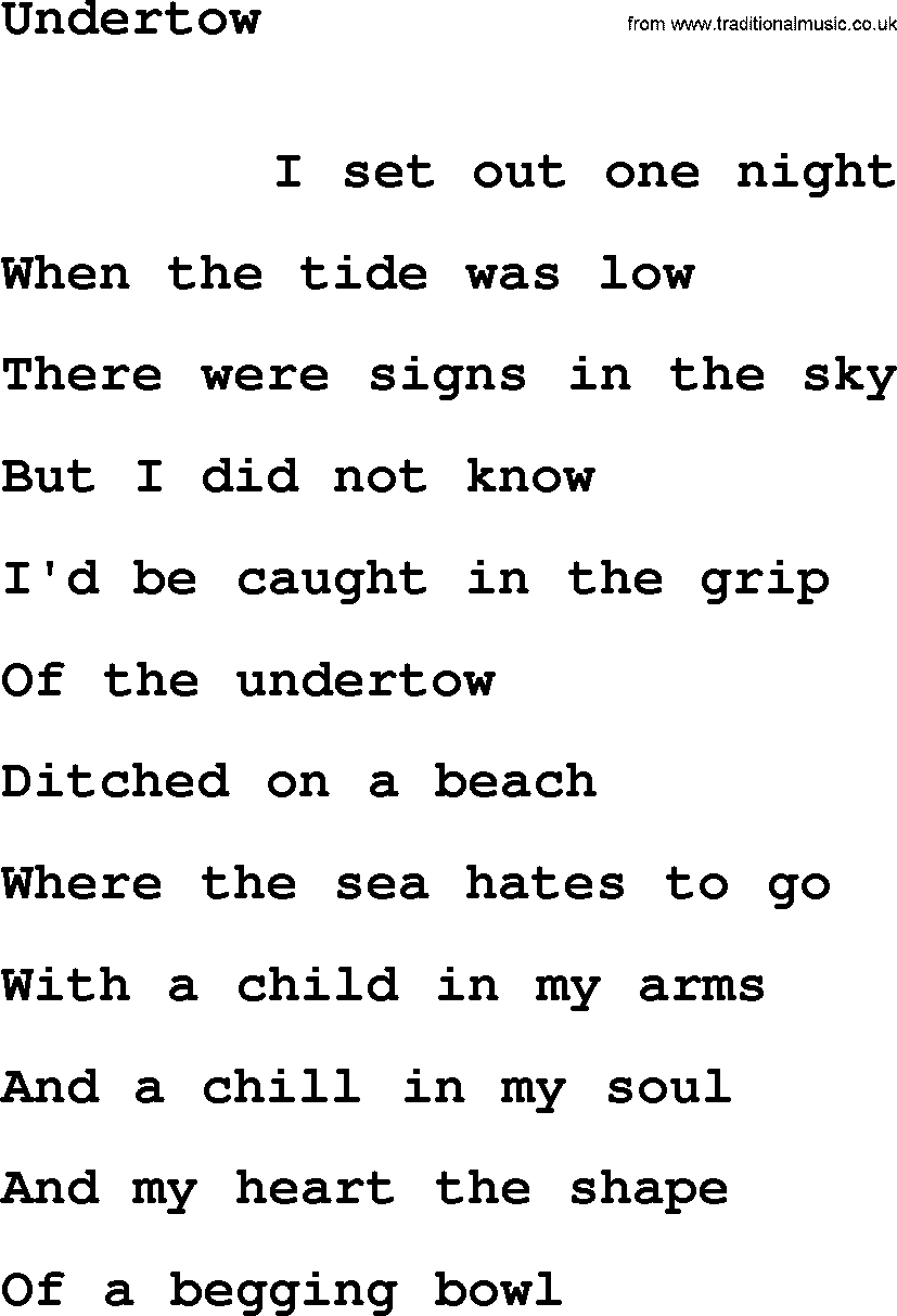 Leonard Cohen song Undertow-leonard-cohen.txt lyrics