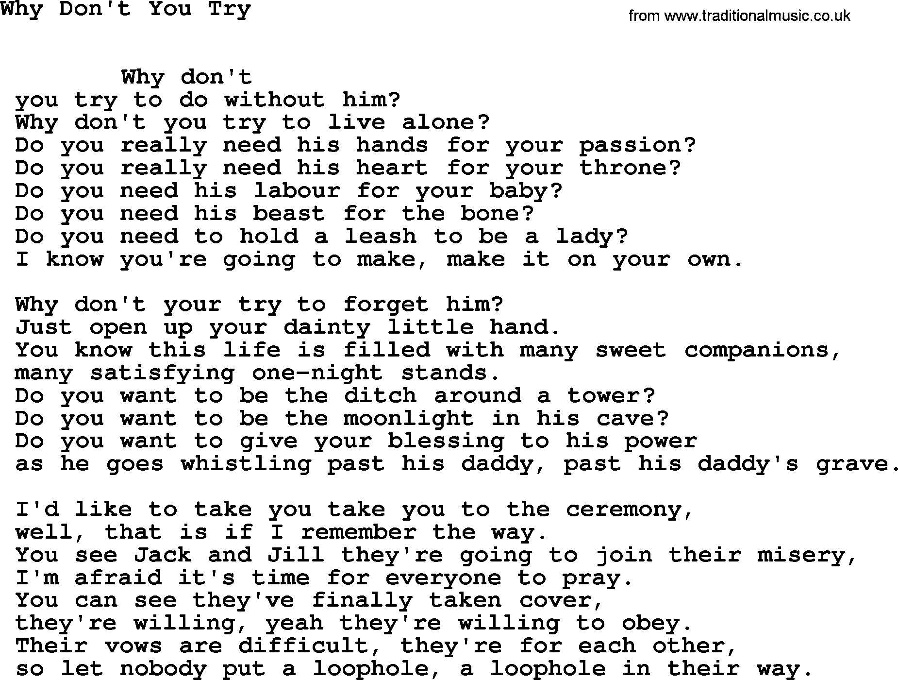Leonard Cohen song Why Dont You Try-leonard-cohen.txt lyrics