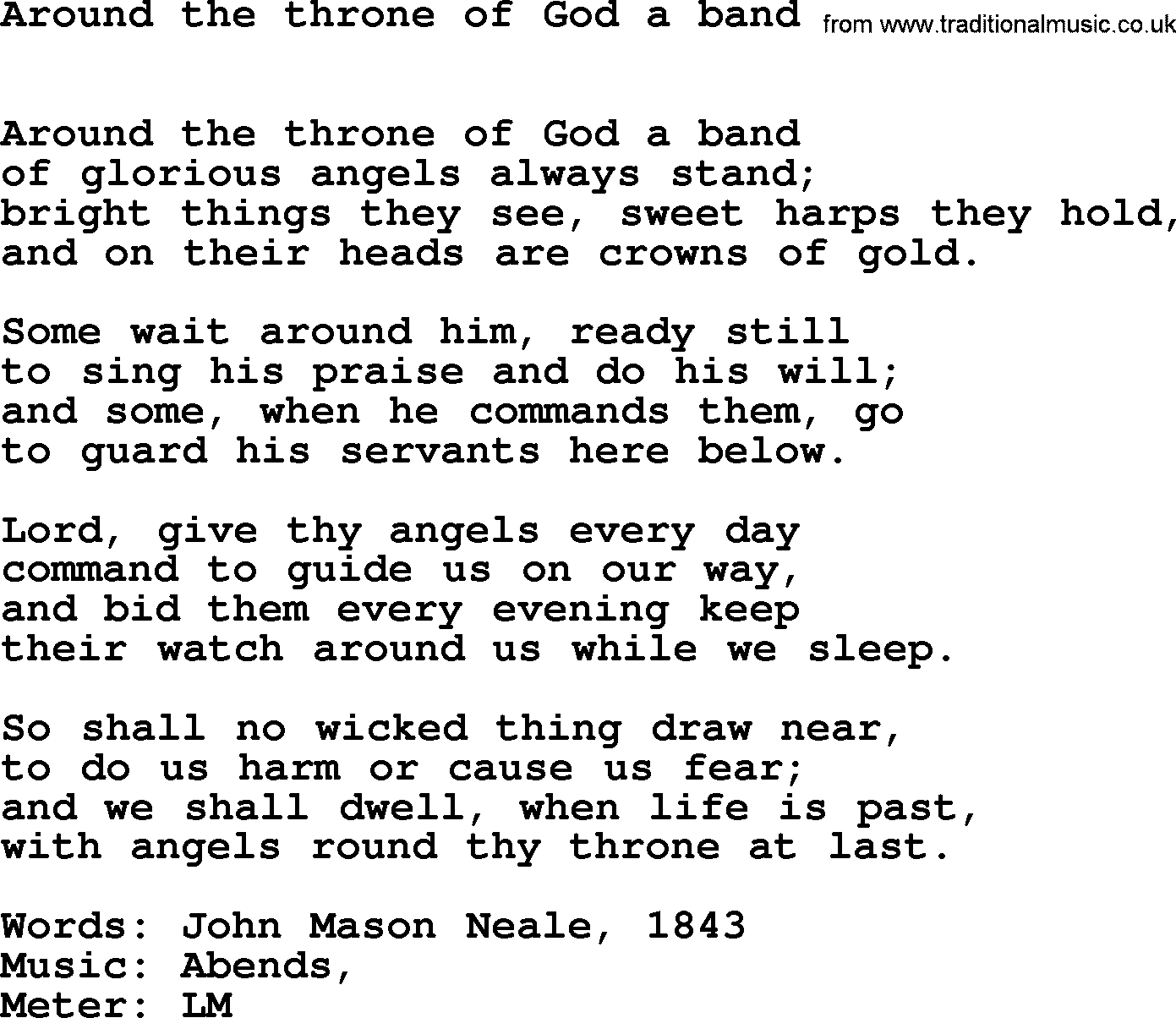 Book of Common Praise Hymn: Around The Throne Of God A Band.txt lyrics with midi music
