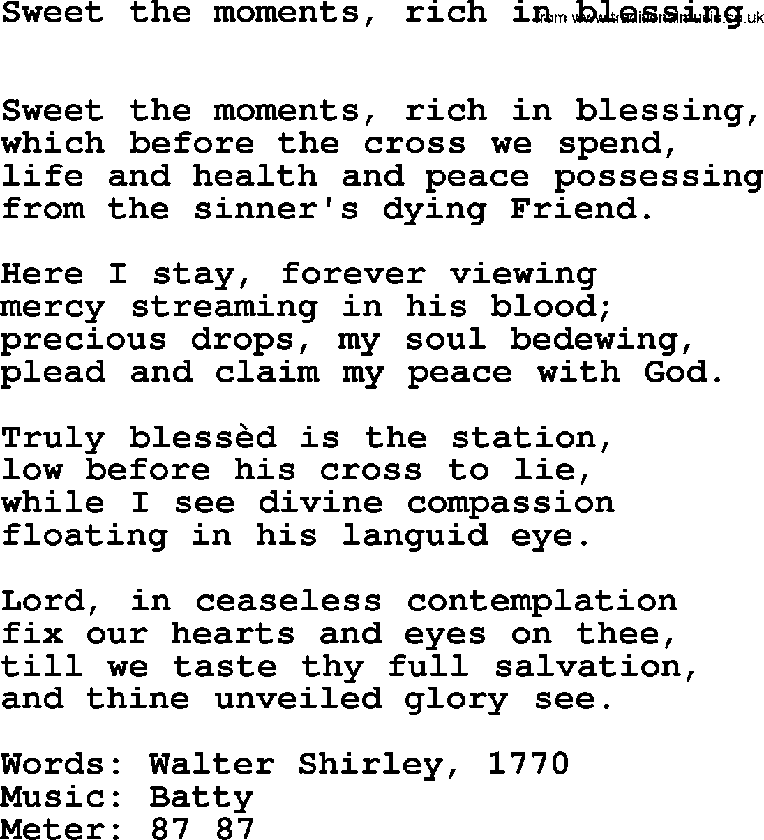 Book of Common Praise Hymn: Sweet The Moments, Rich In Blessing.txt lyrics with midi music