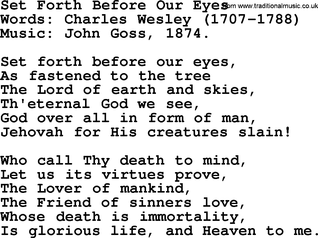 Christian hymns and song lyrics for Communion(The Eucharist): Set Forth Before Our Eyes, lyrics with PDF