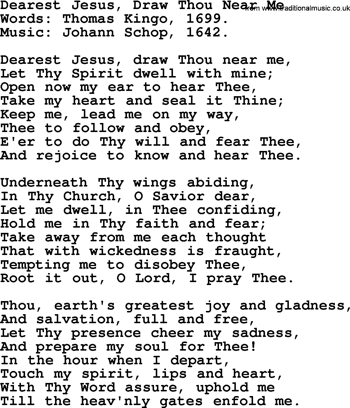 Hymns from the Psalms, Hymn: Dearest Jesus, Draw Thou Near Me, lyrics with PDF