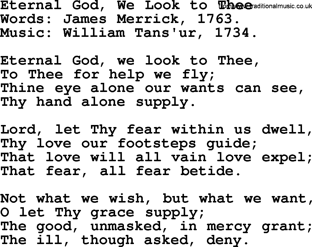 Hymns from the Psalms, Hymn: Eternal God, We Look To Thee, lyrics with PDF