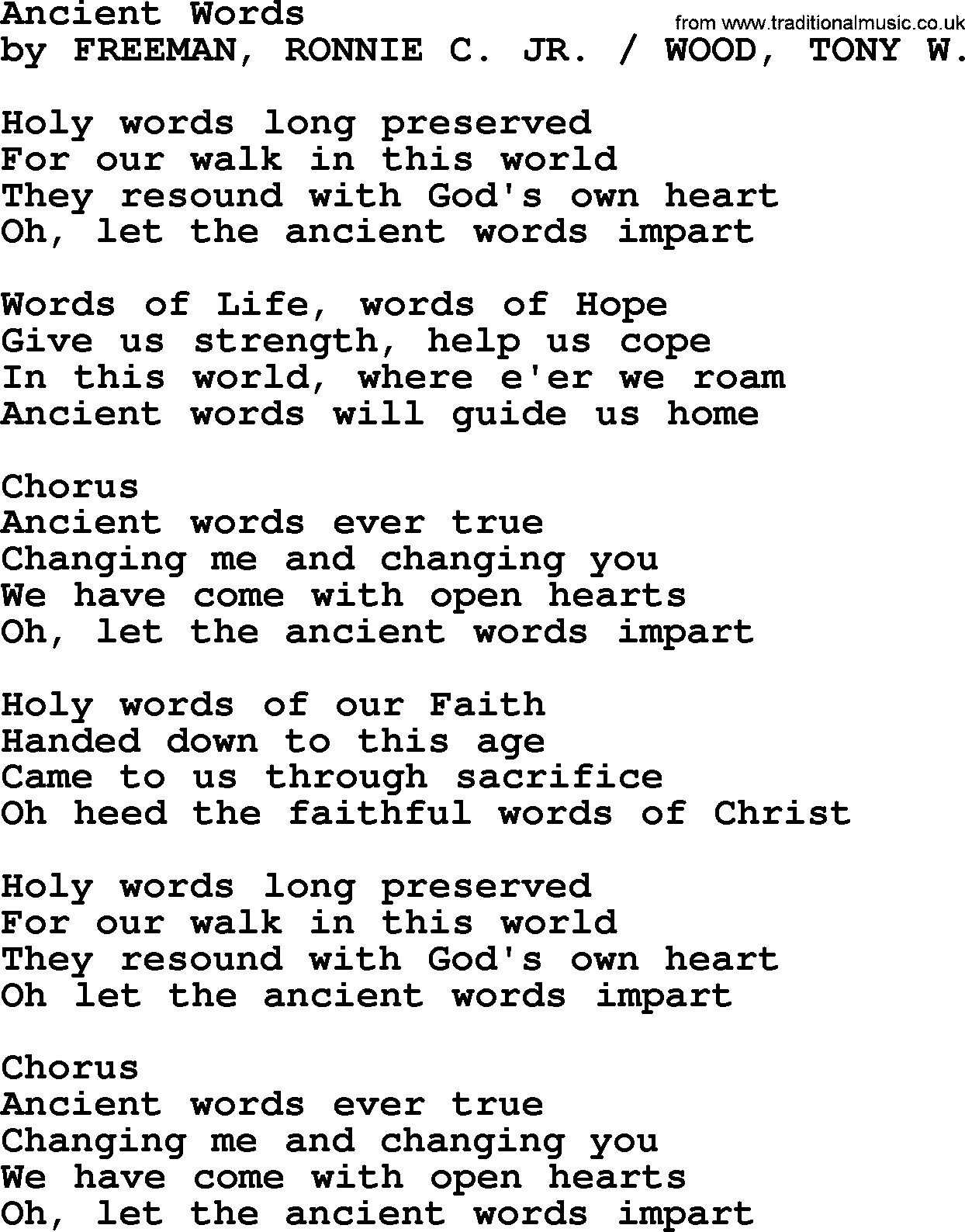 A collection of 500+ most sung Christian church hymns and songs, title: Ancient Words~, lyrics, PPTX and PDF