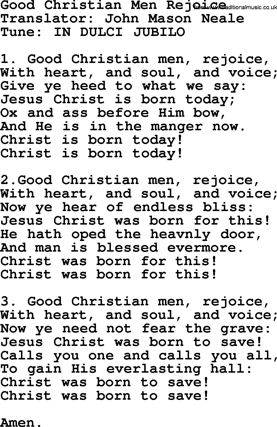 A collection of 500+ most sung Christian church hymns and songs, title: Good Christian Men Rejoice, lyrics, PPTX and PDF