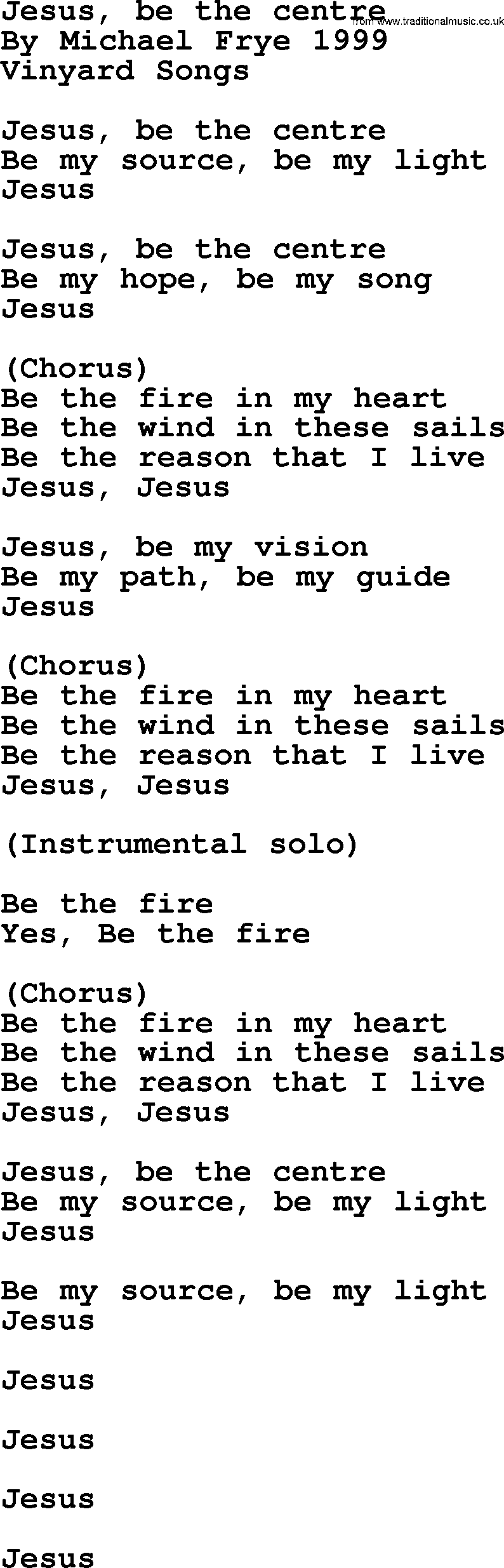 A collection of 500+ most sung Christian church hymns and songs, title: Jesus, Be The Centre~, lyrics, PPTX and PDF