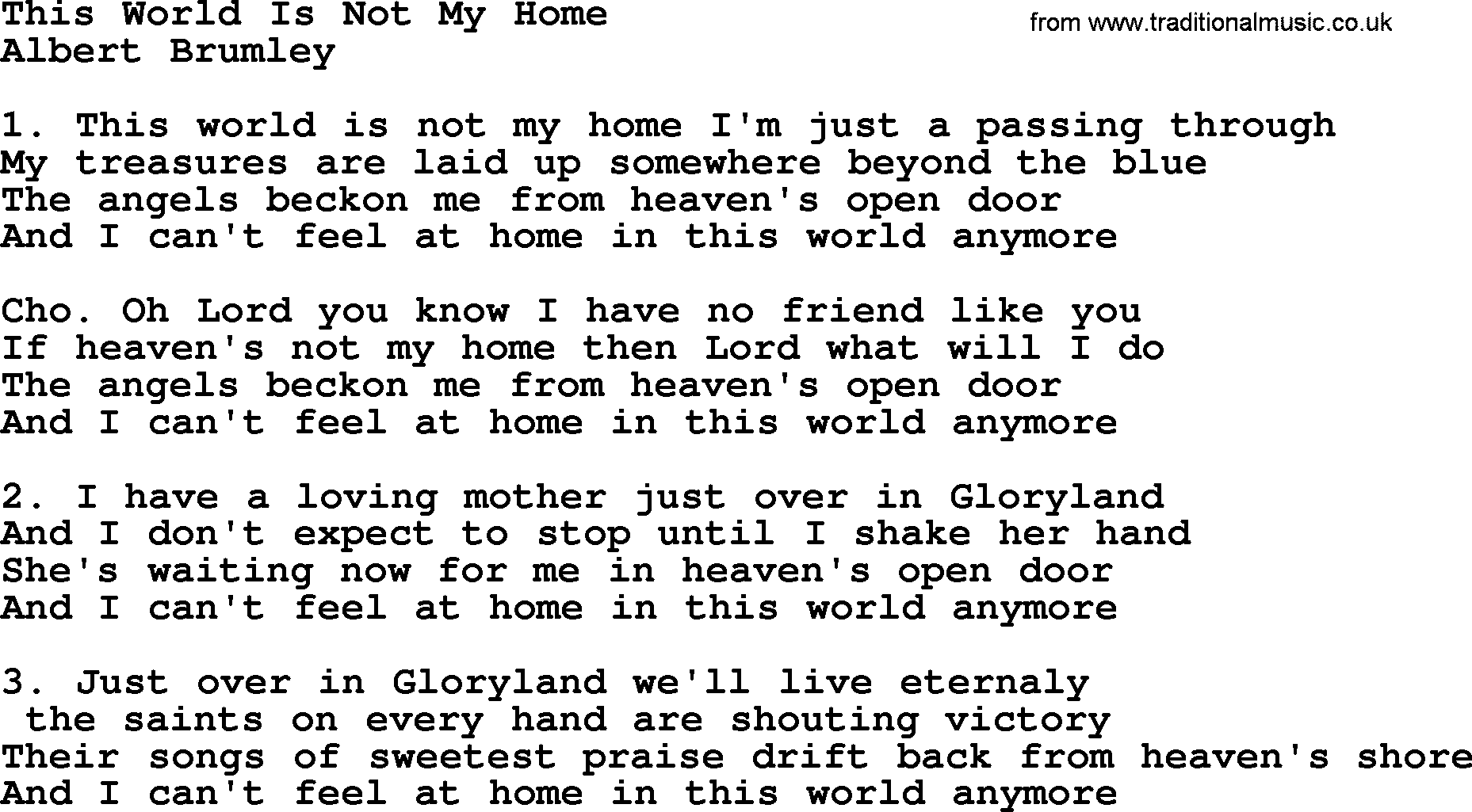 A collection of 500+ most sung Christian church hymns and songs, title: This World Is Not My Home, lyrics, PPTX and PDF