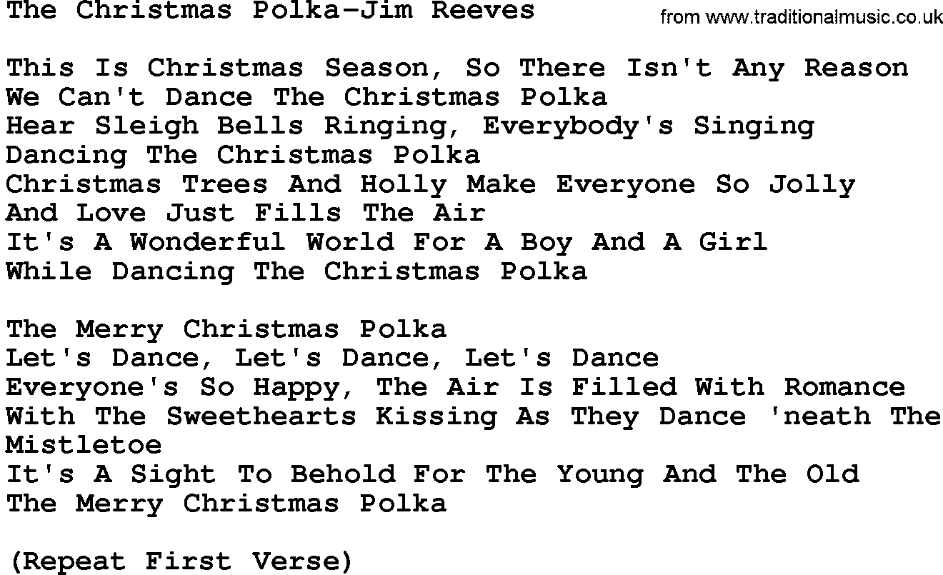 Country Music:The Christmas Polka Jim Reeves This Is Christmas Season, So Lyrics and Chords