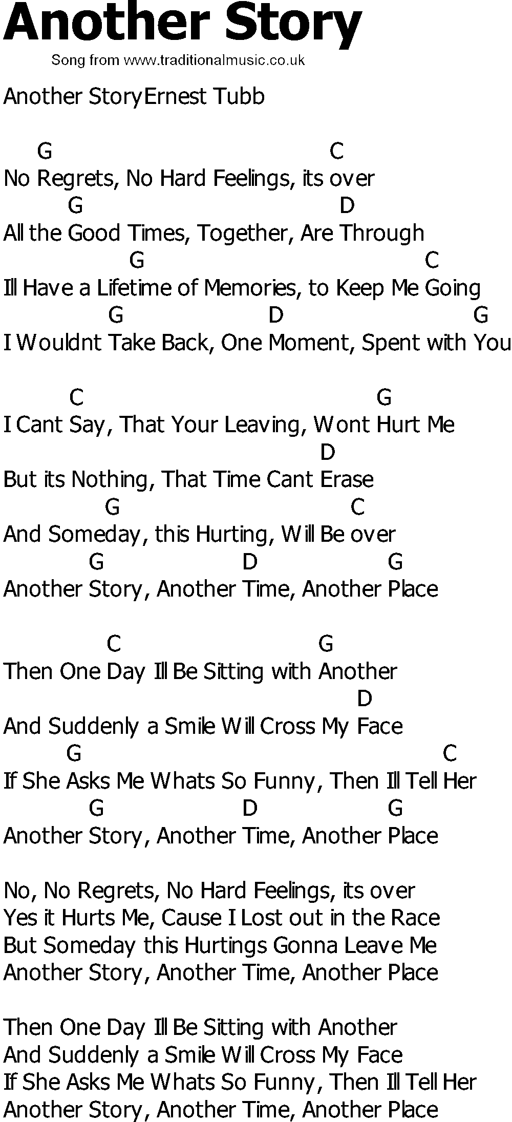 Old Country song lyrics with chords - Another Story