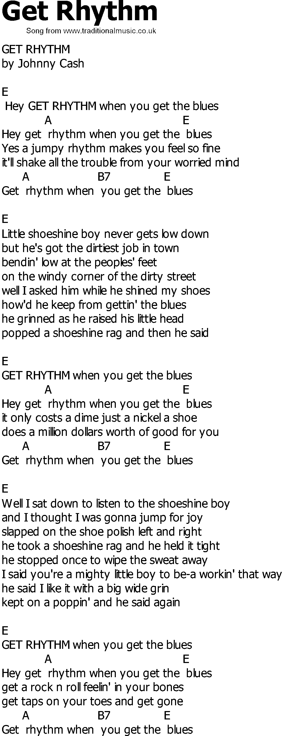 Old Country song lyrics with chords - Get Rhythm