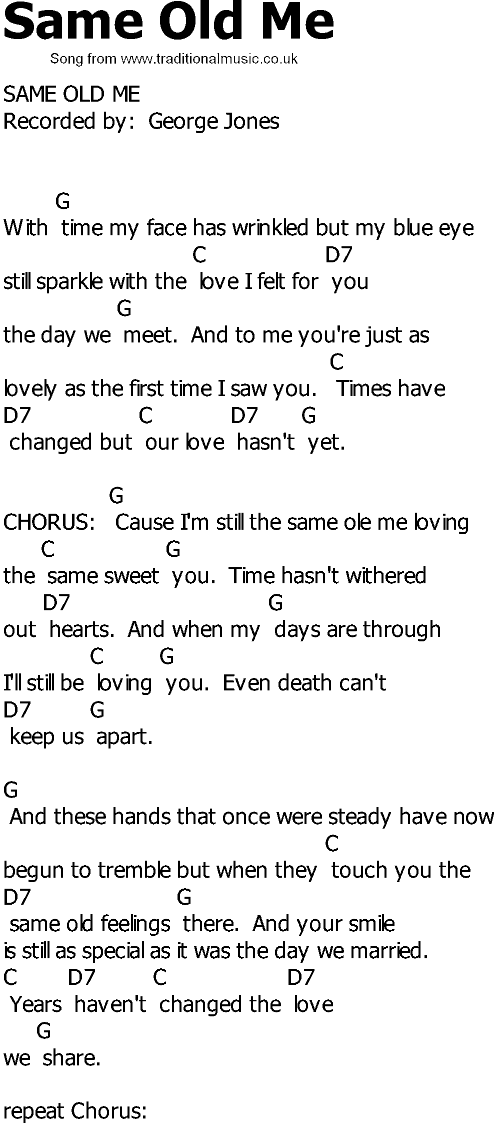Old Country song lyrics with chords - Same Old Me