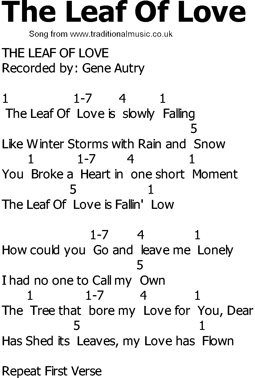 Old Country song lyrics with chords - The Leaf Of Love