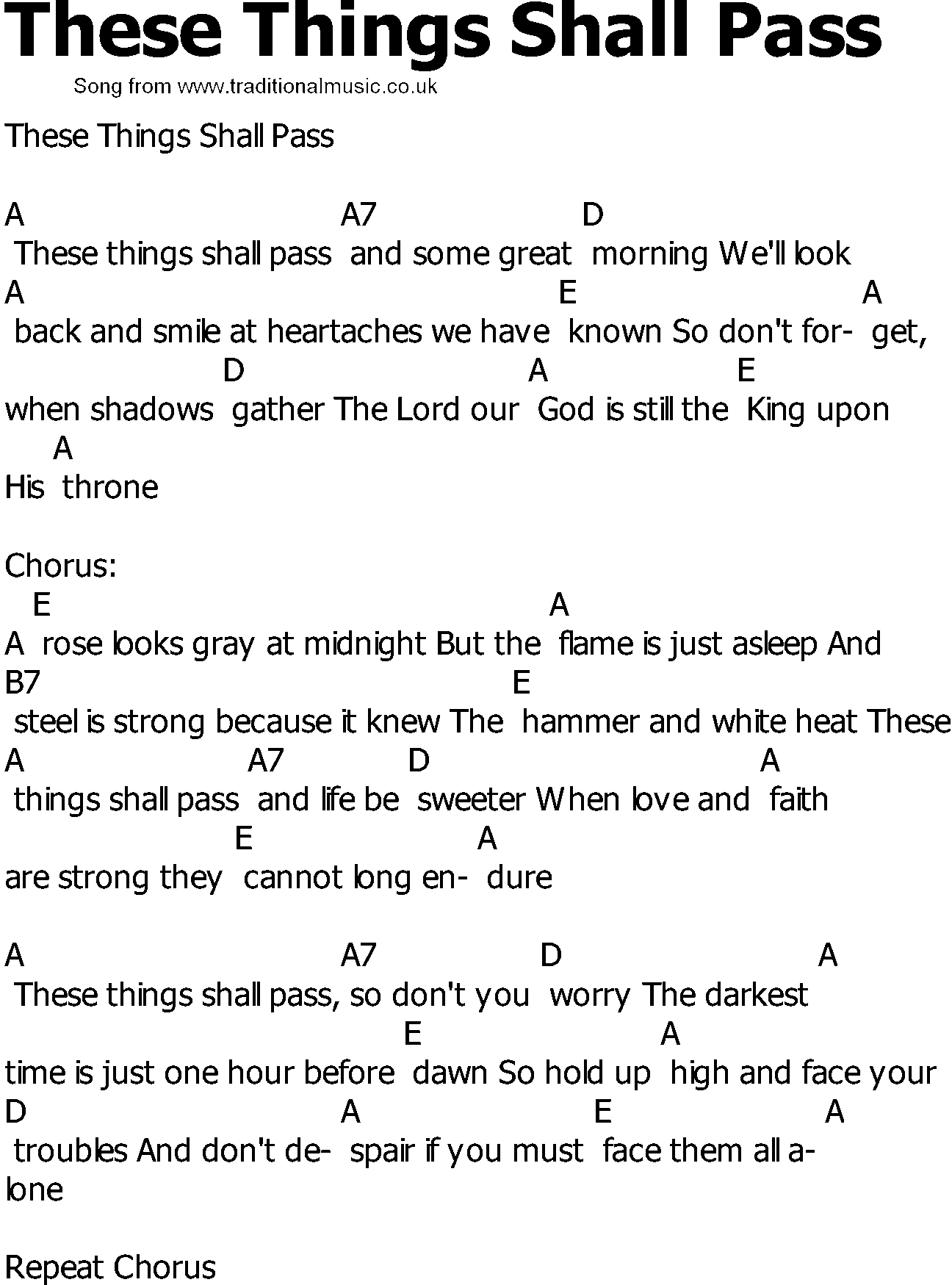 Old Country song lyrics with chords - These Things Shall Pass