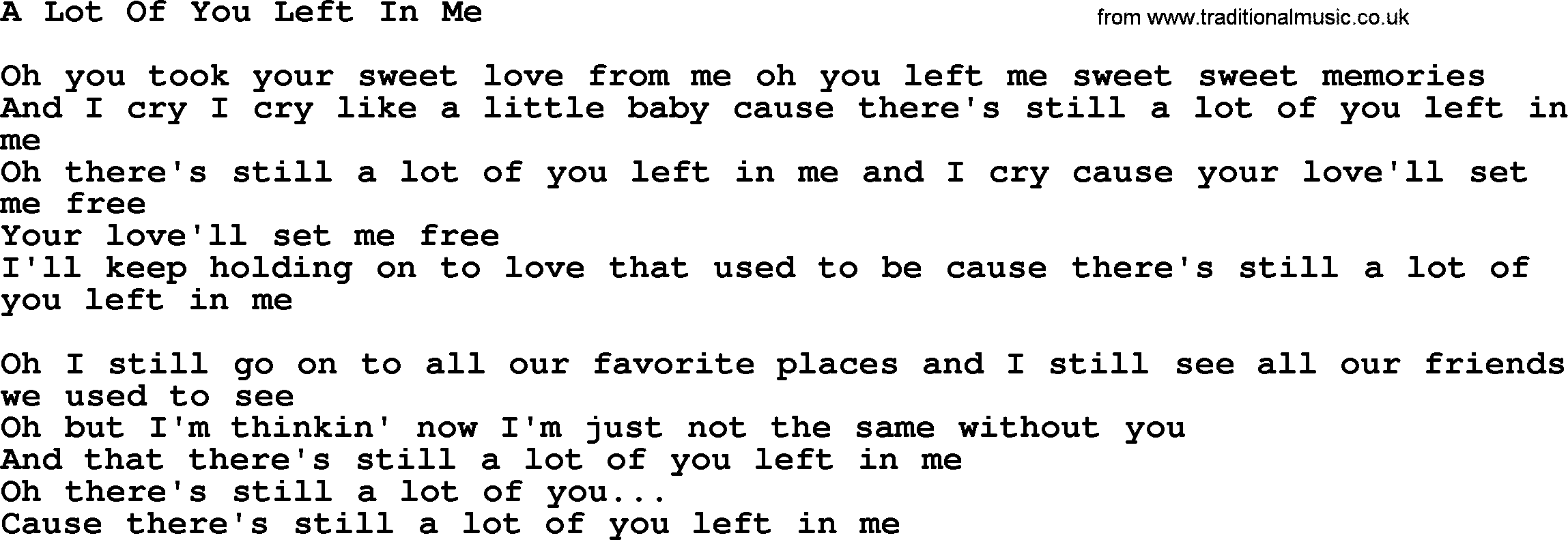 Dolly Parton song A Lot Of You Left In Me.txt lyrics