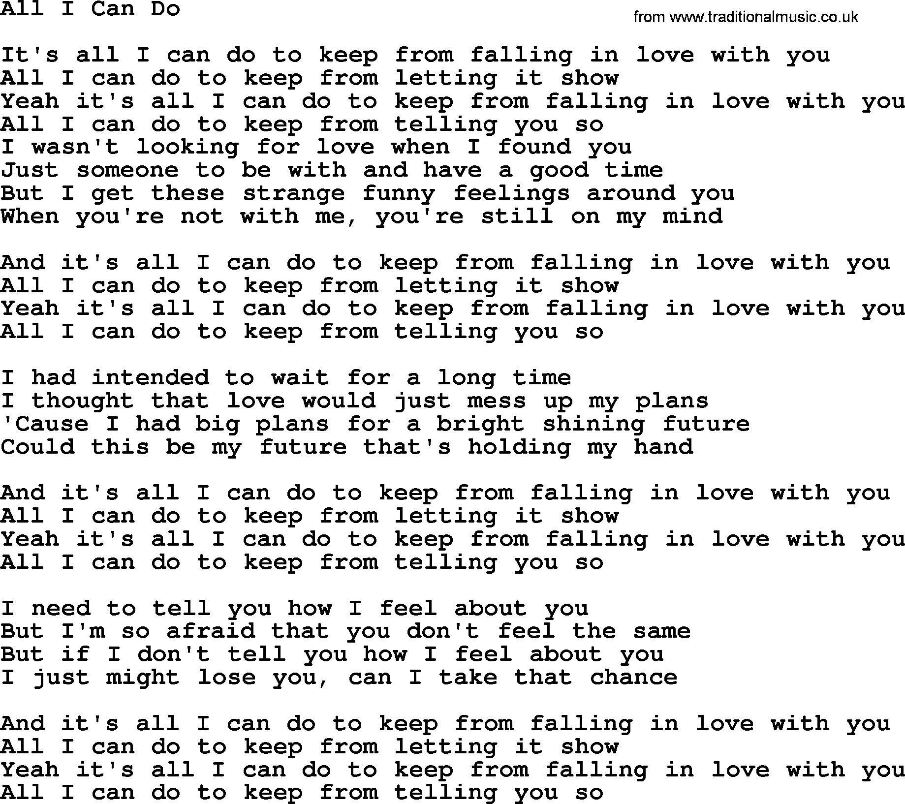 Dolly Parton song All I Can Do.txt lyrics