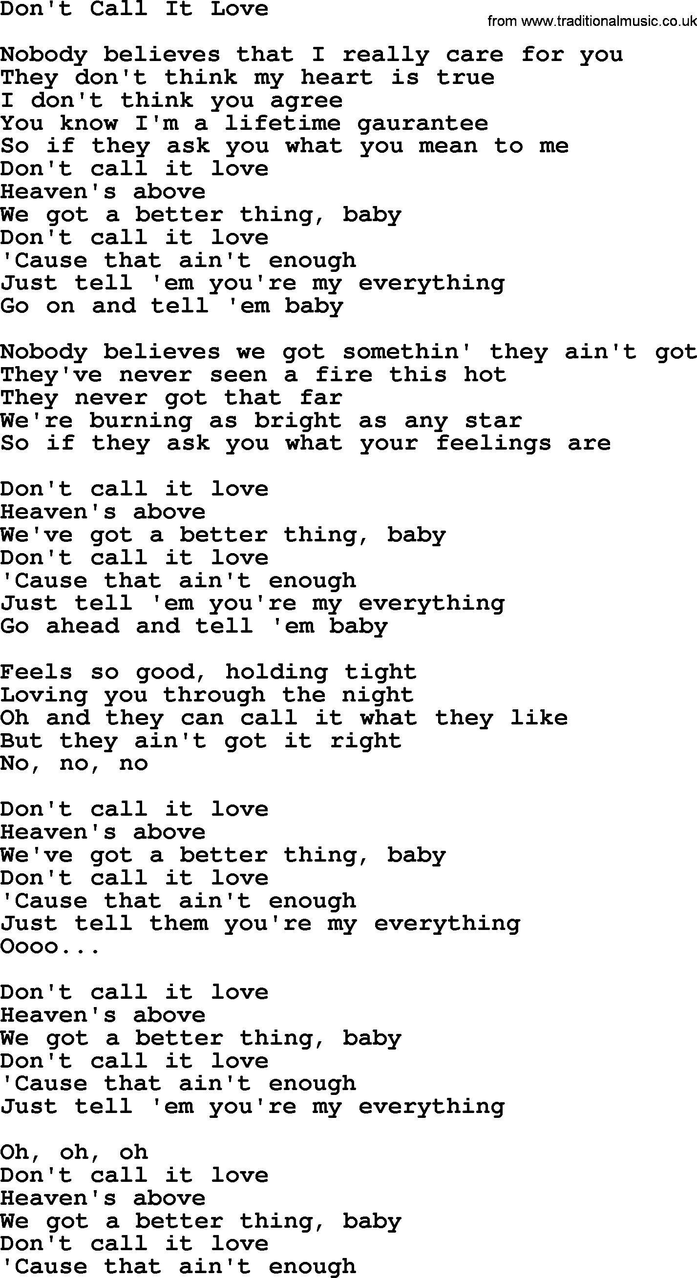 Dolly Parton song Don't Call It Love.txt lyrics