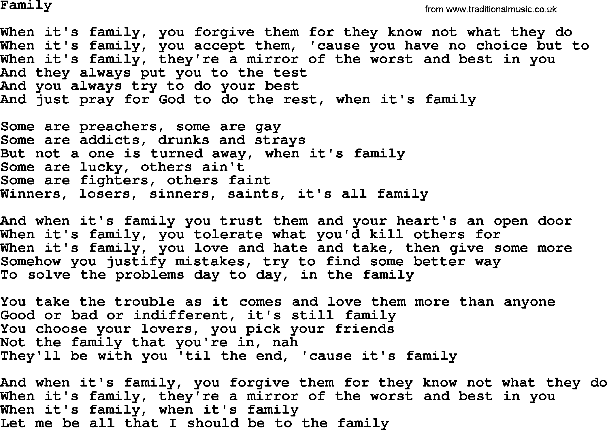 Dolly Parton song Family.txt lyrics