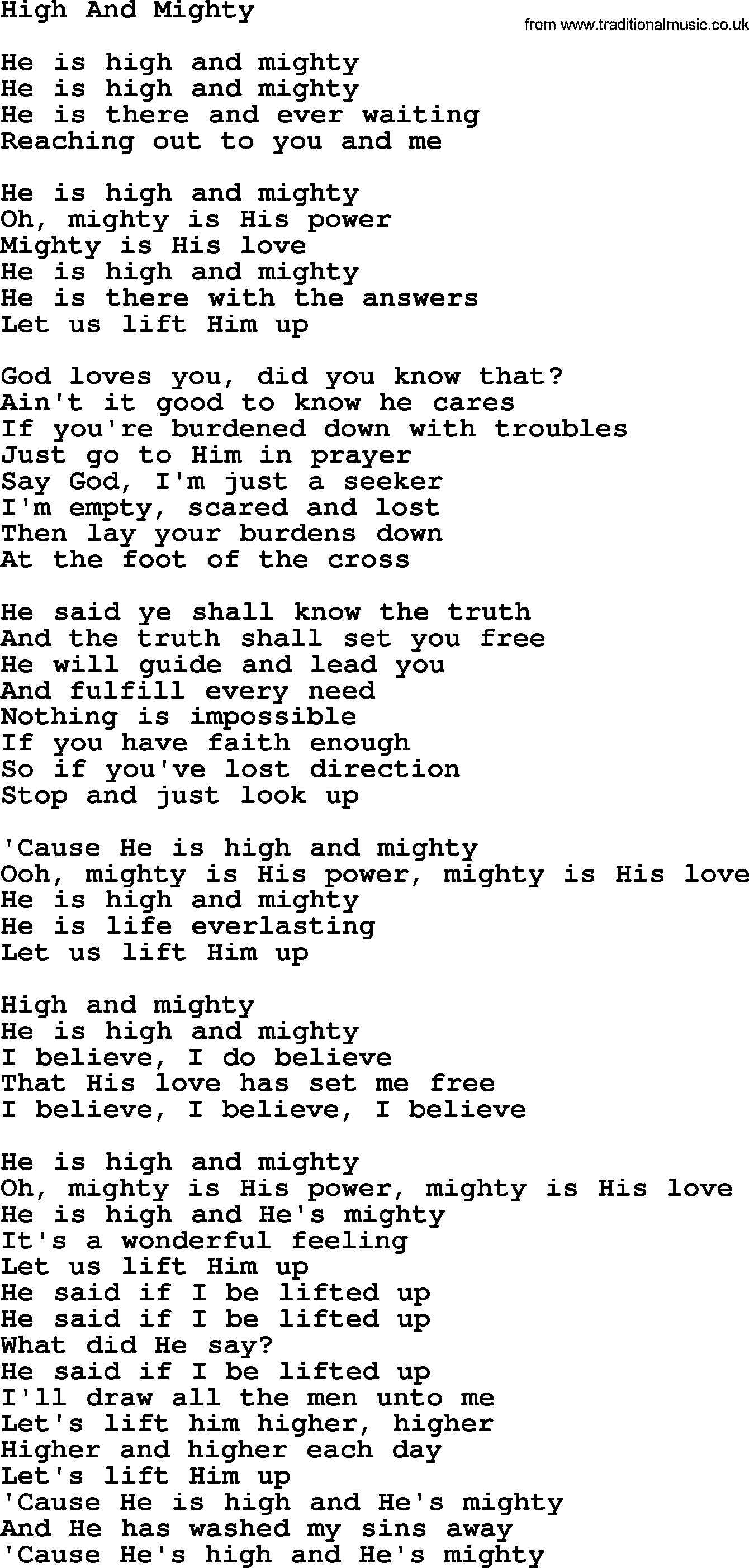 Dolly Parton song High And Mighty.txt lyrics