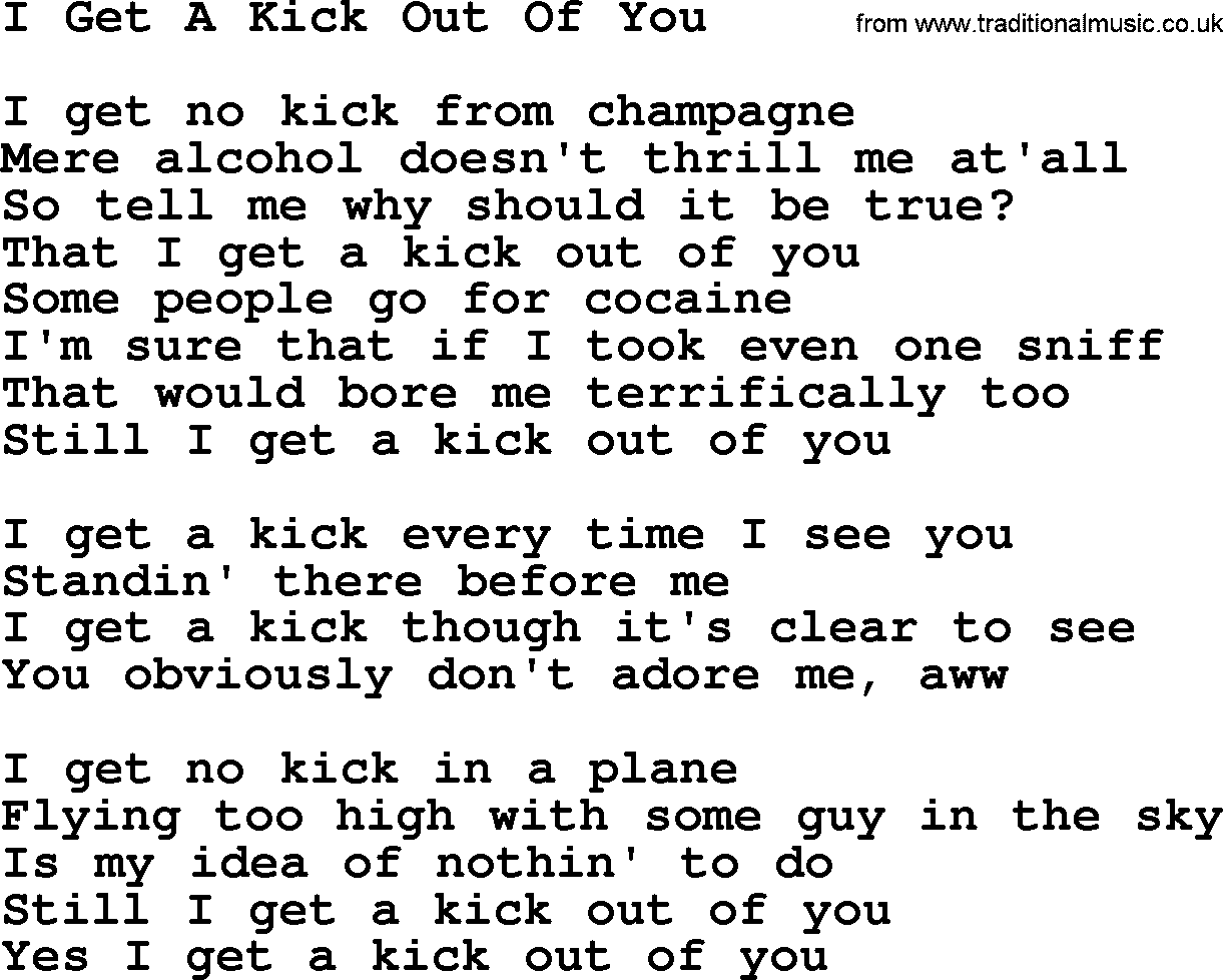 Dolly Parton song I Get A Kick Out Of You.txt lyrics