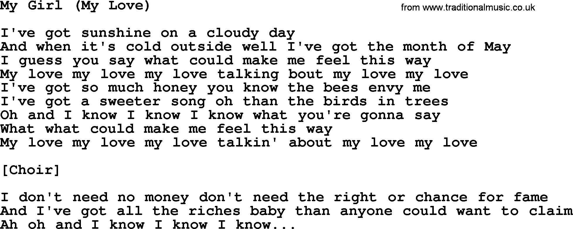 Dolly Parton song My Girl (My Love).txt lyrics
