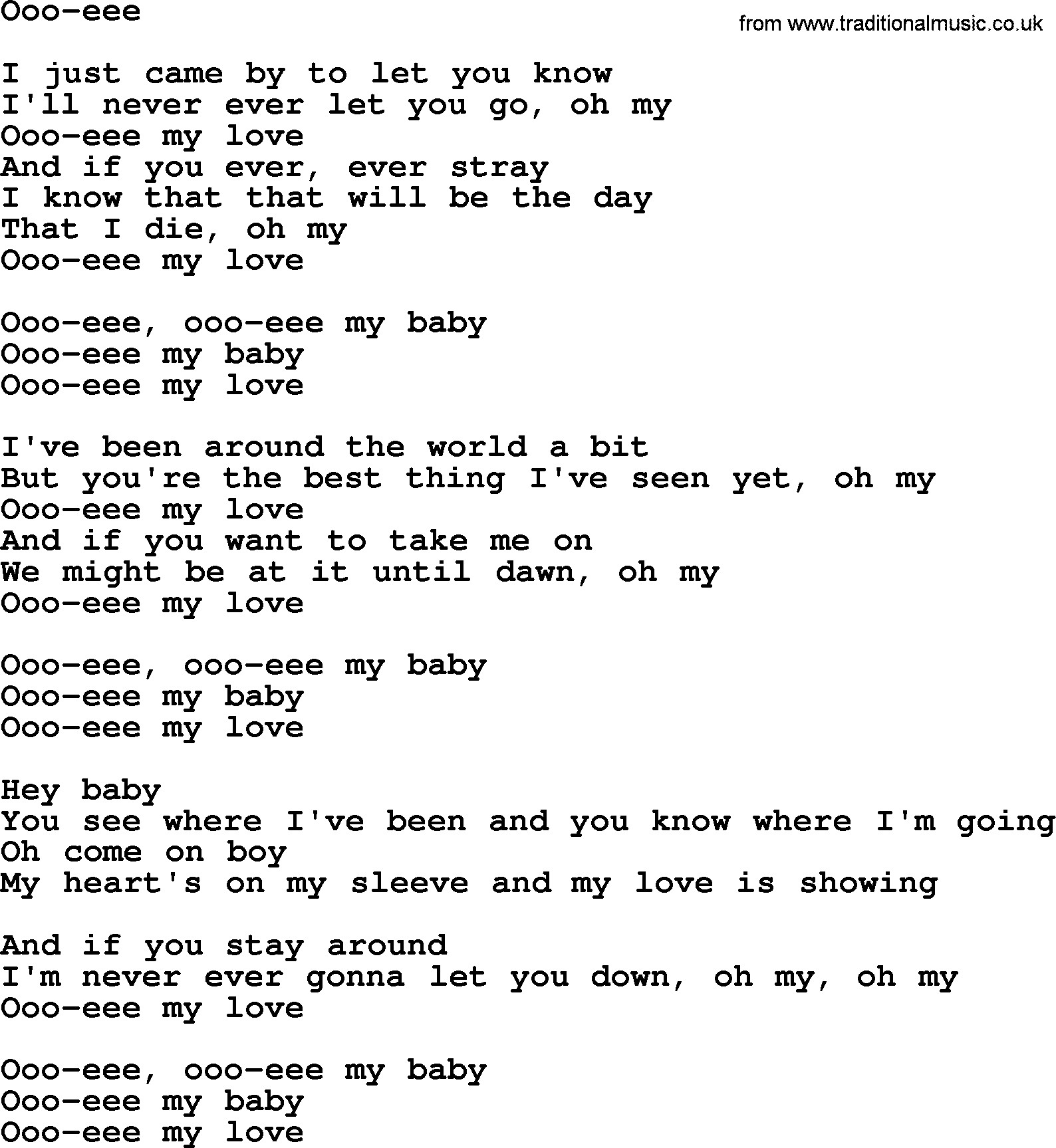 Dolly Parton song Ooo-eee.txt lyrics
