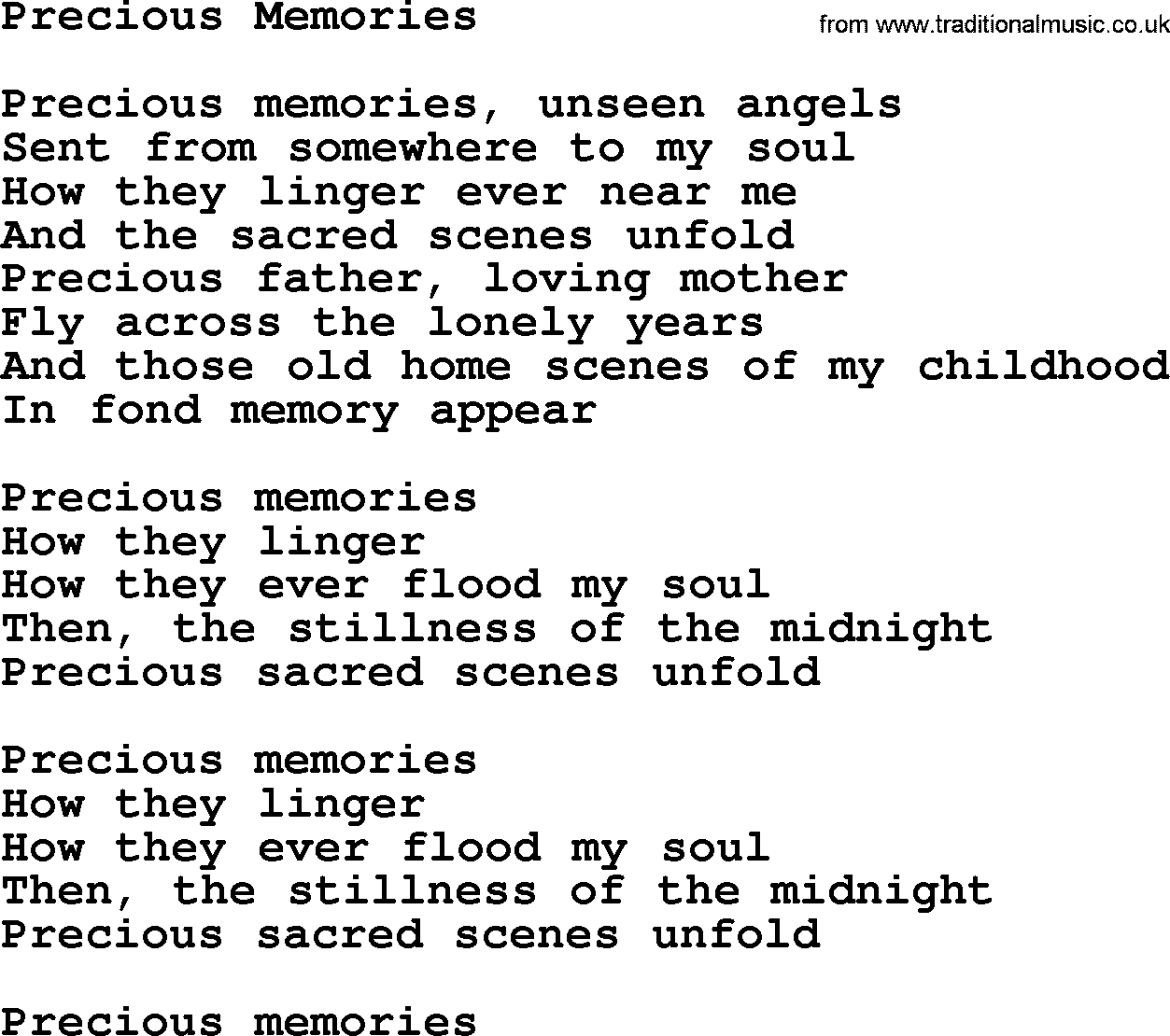 Dolly Parton song Precious Memories.txt lyrics