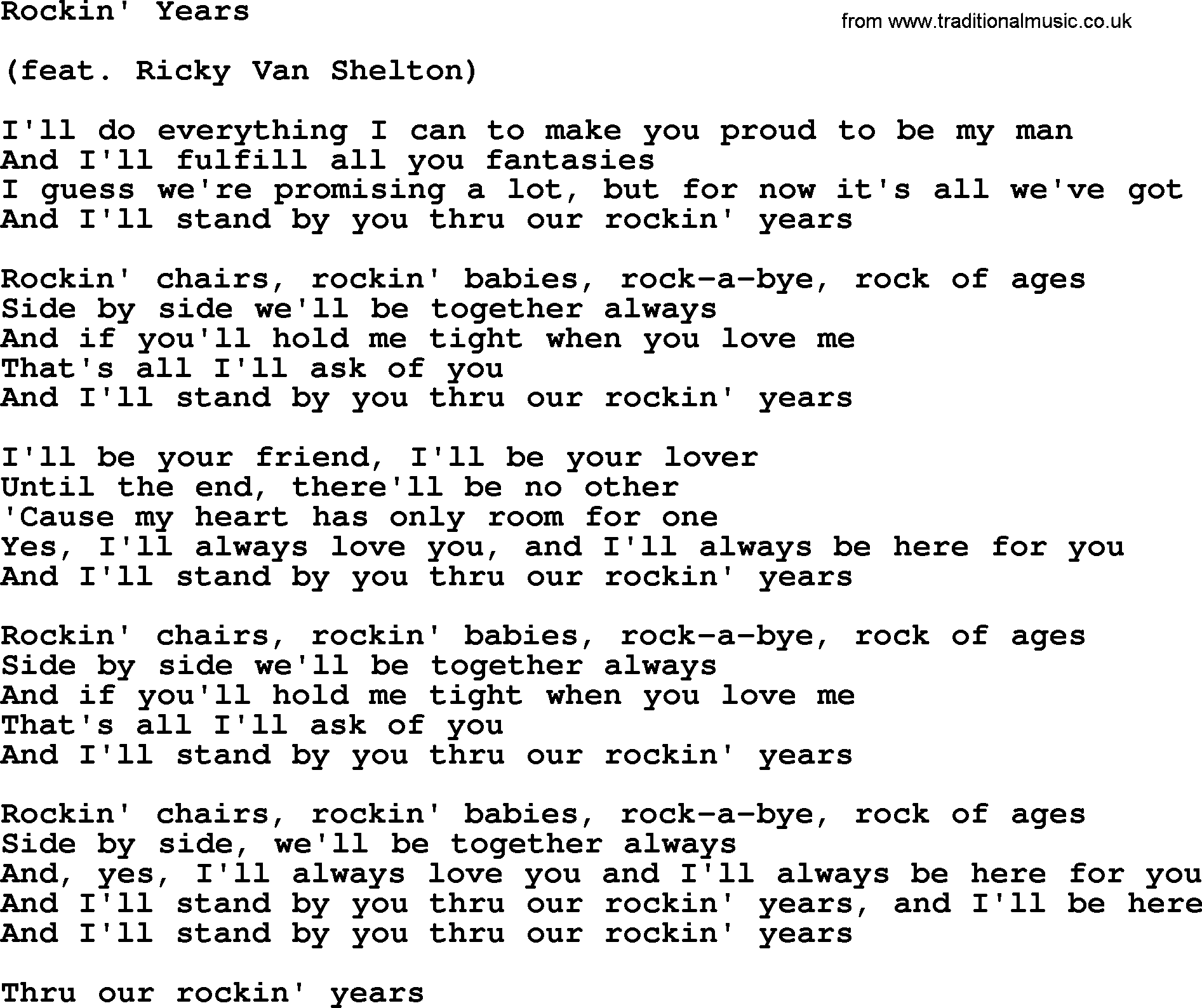 Dolly Parton song Rockin' Years.txt lyrics