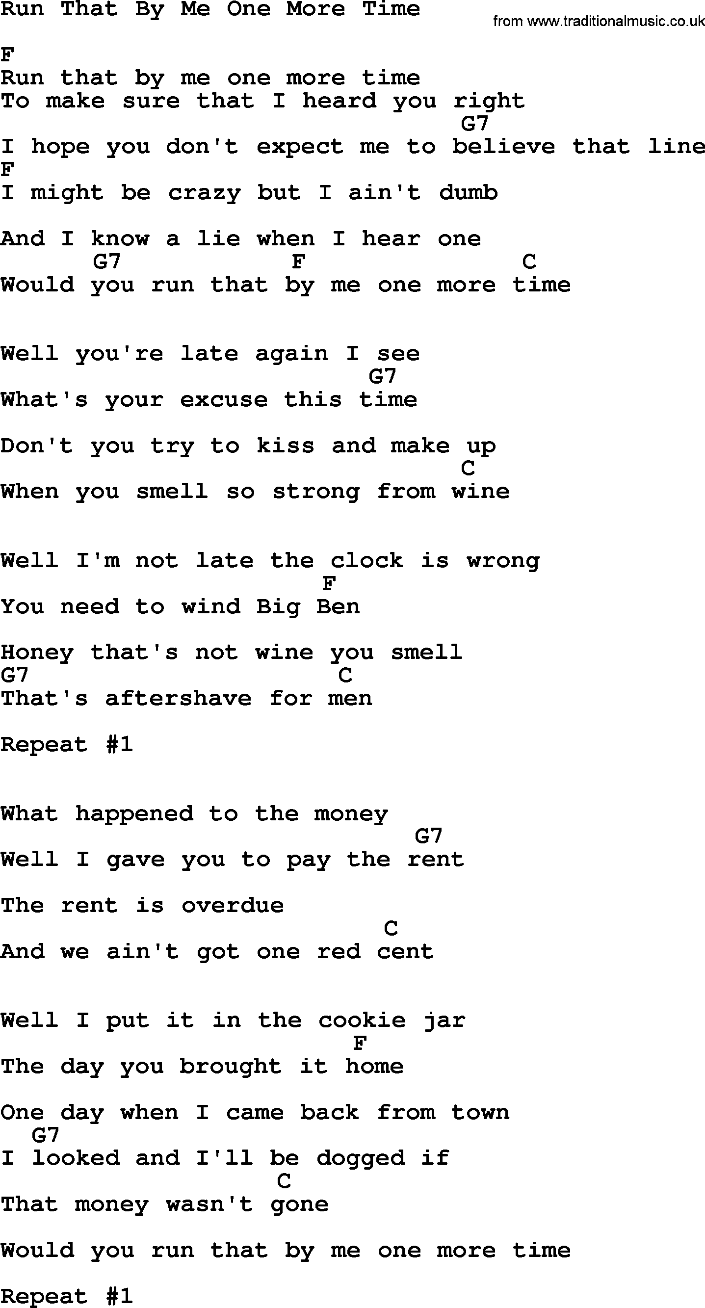 Dolly Parton song Run That By Me One More Time, lyrics and chords
