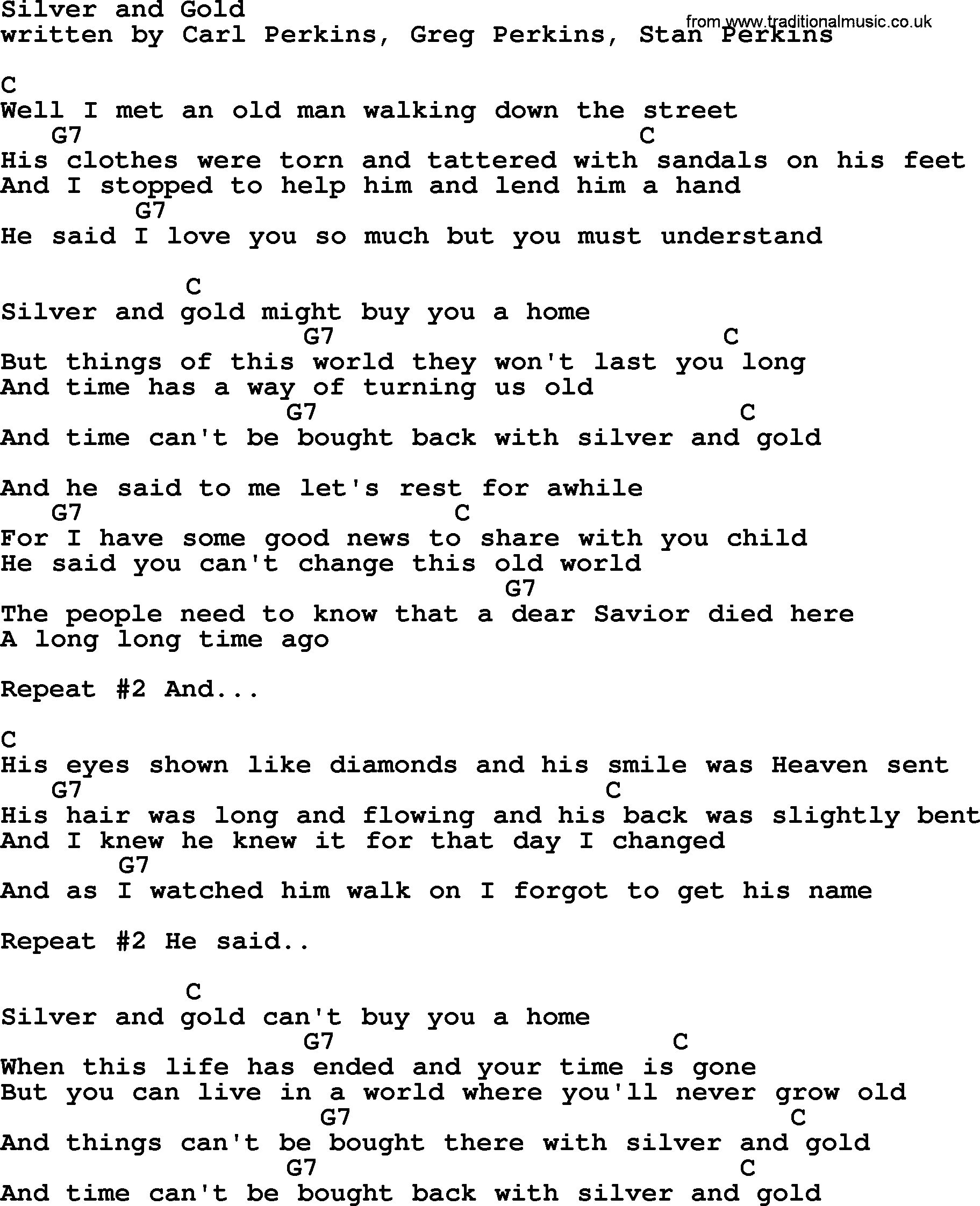 Dolly Parton song Silver And Gold, lyrics and chords