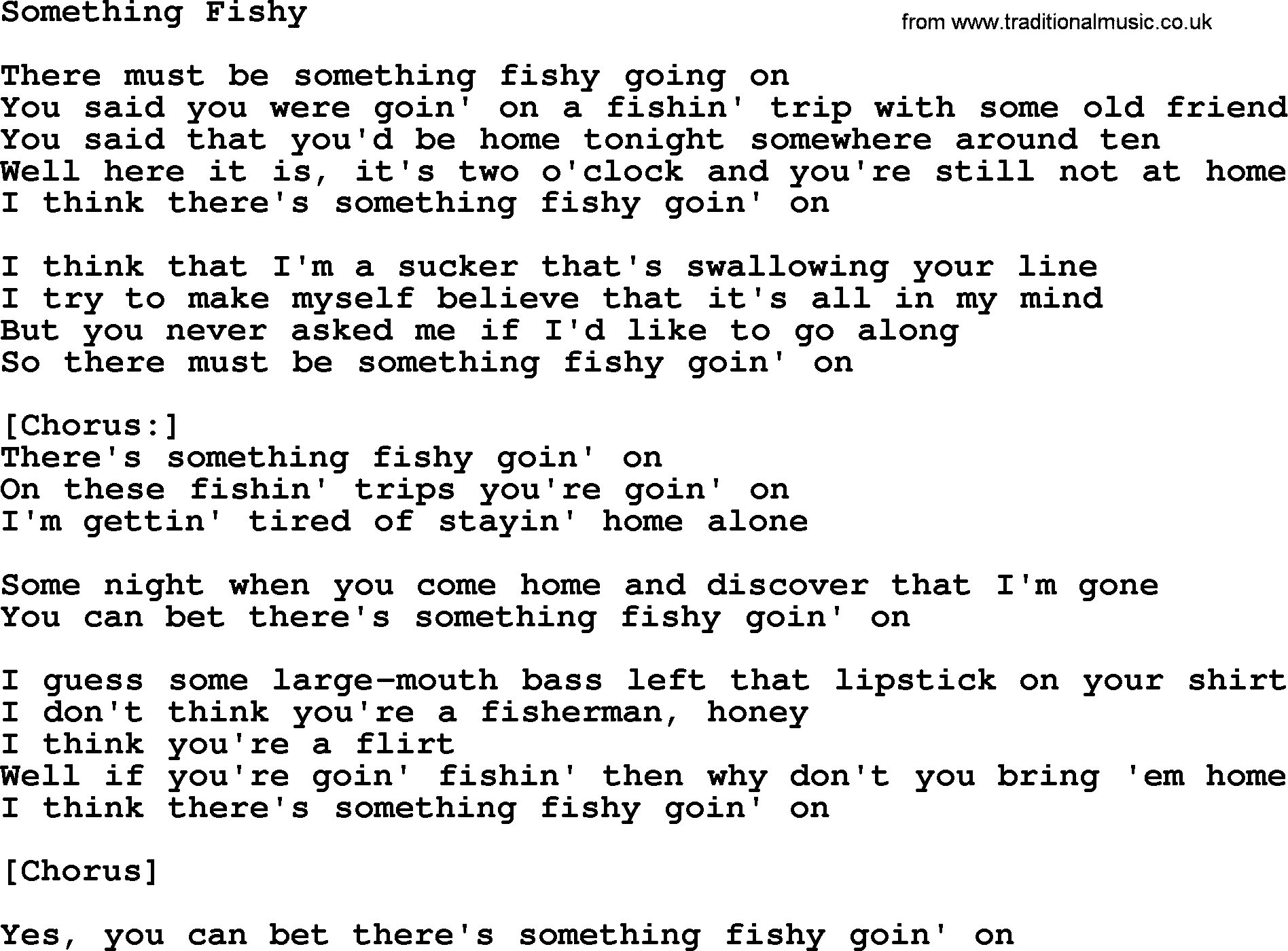 Dolly Parton song Something Fishy.txt lyrics