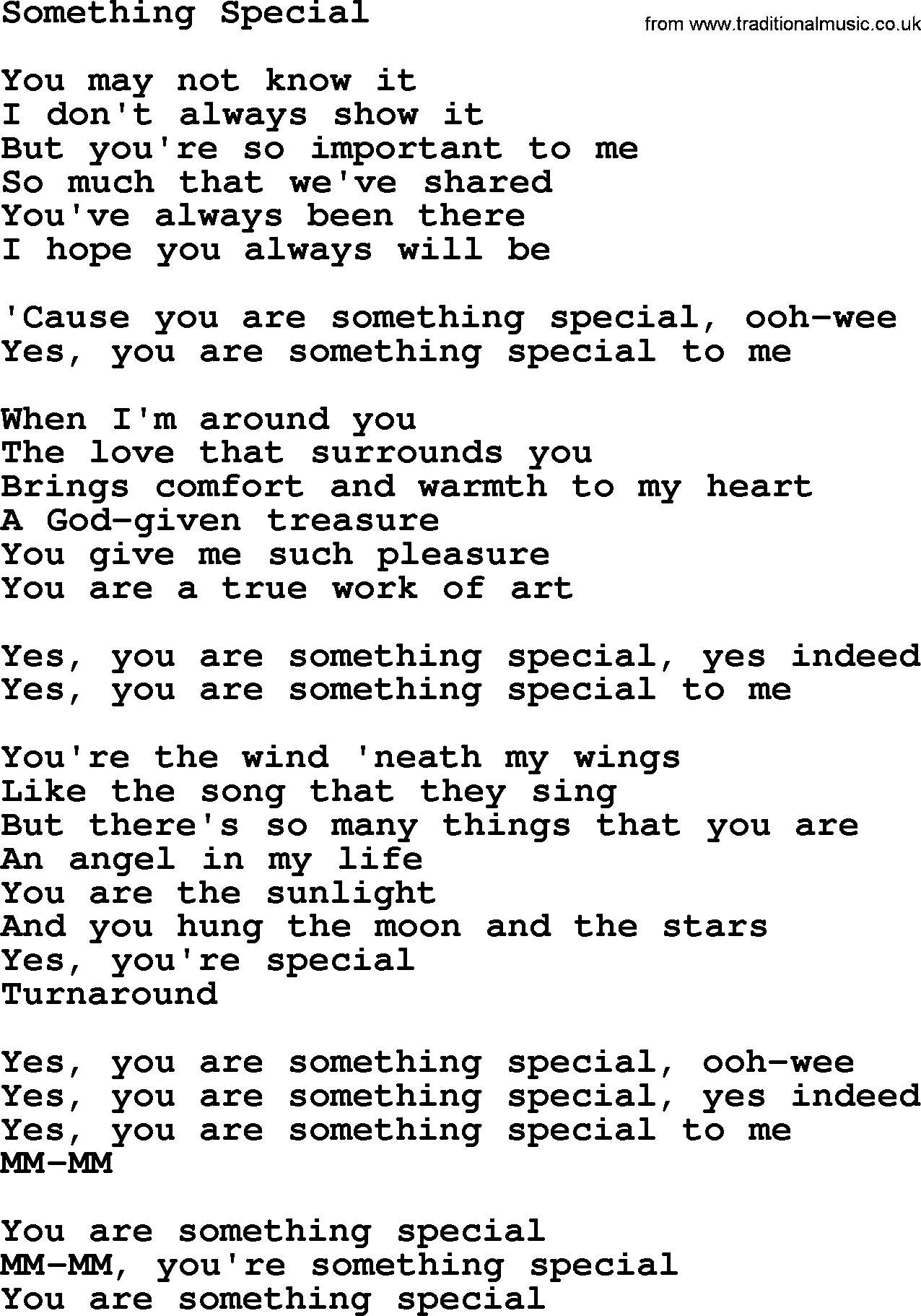 Dolly Parton song Something Special.txt lyrics
