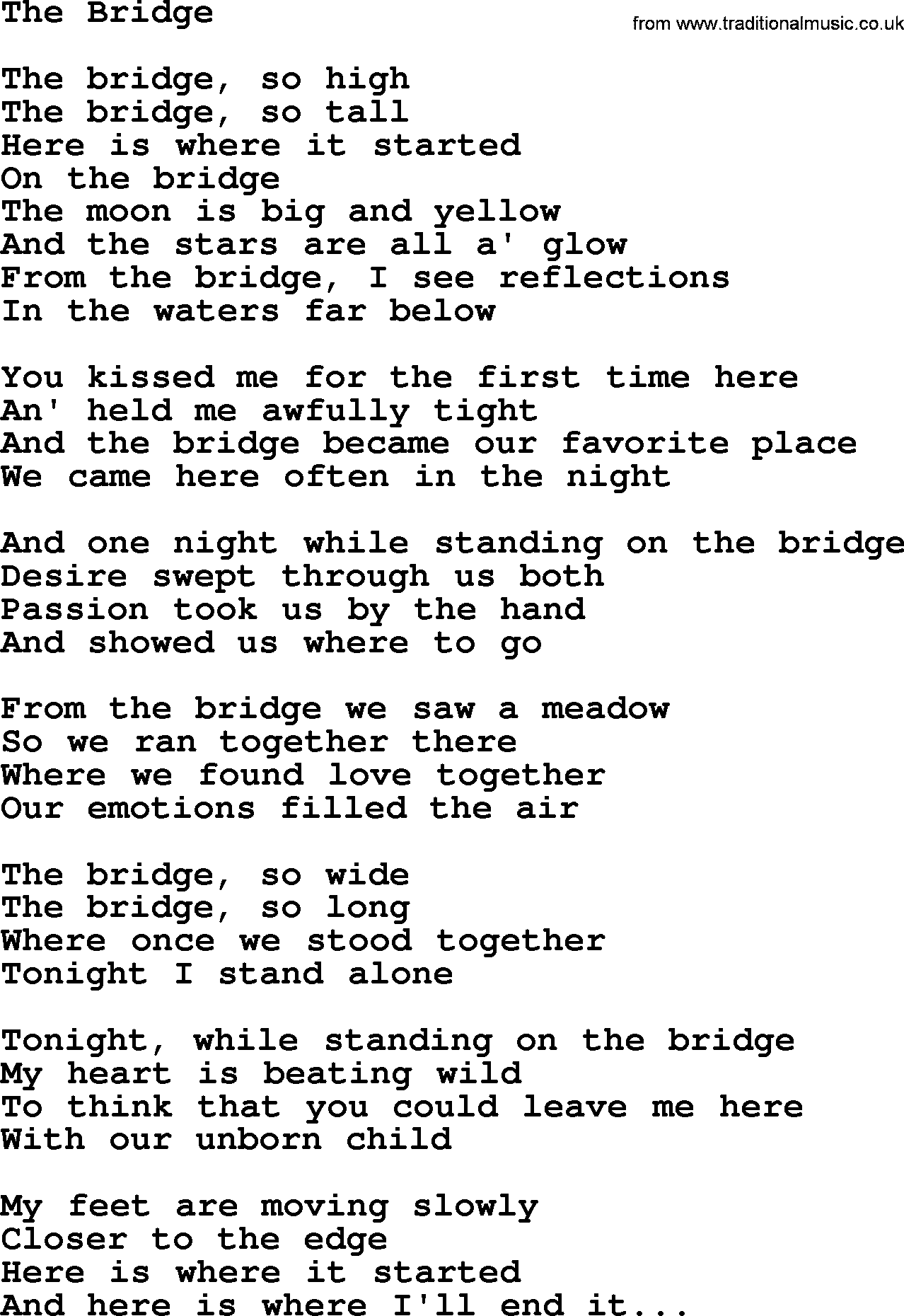 Dolly Parton song The Bridge.txt lyrics