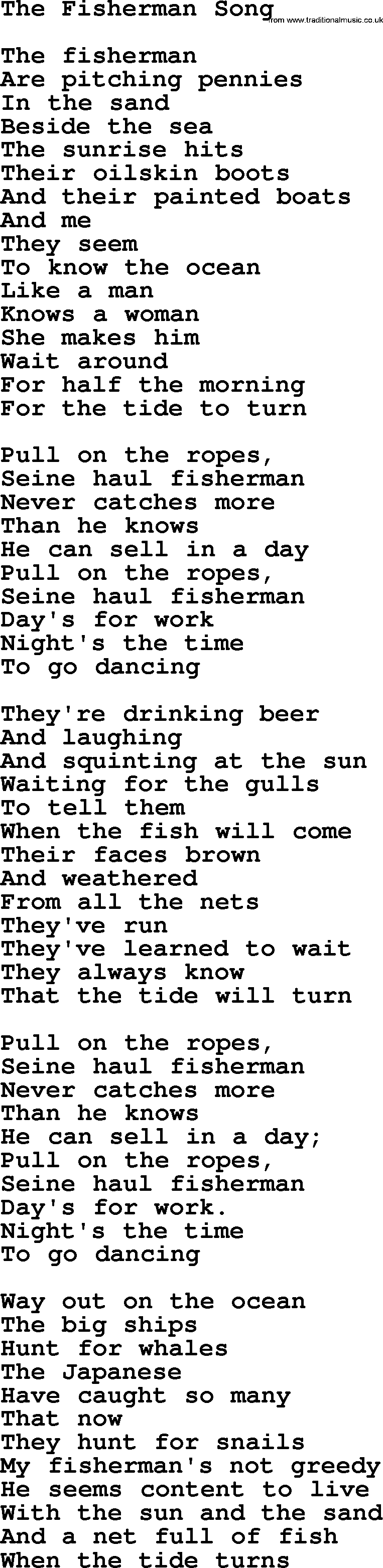 Dolly Parton song The Fisherman Song.txt lyrics