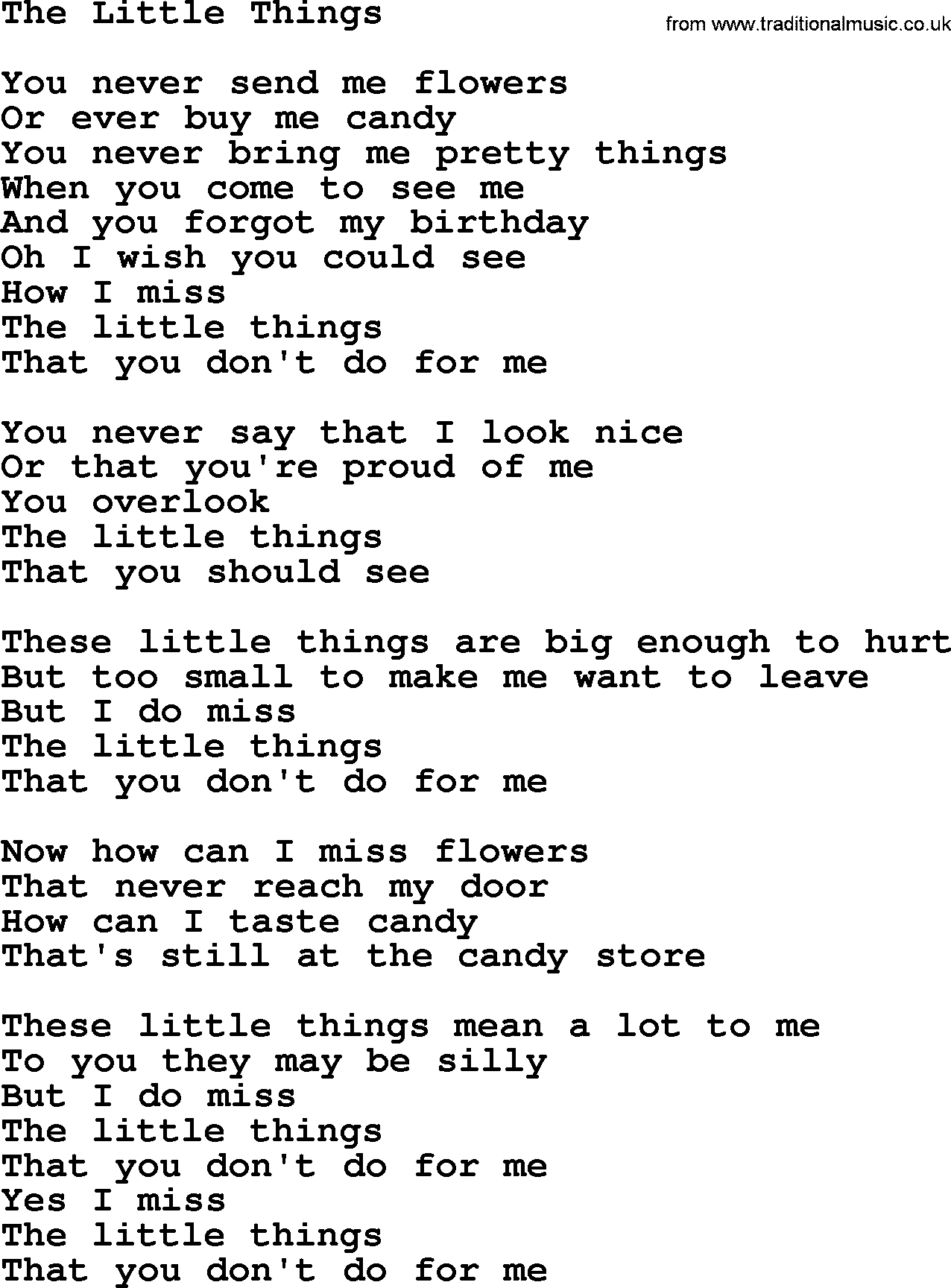 Dolly Parton song The Little Things.txt lyrics
