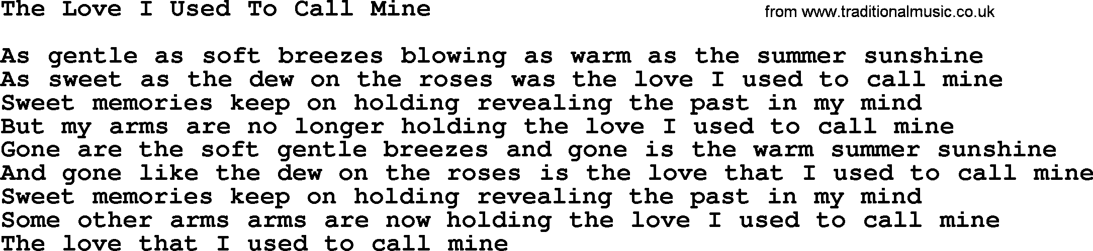 Dolly Parton song The Love I Used To Call Mine.txt lyrics