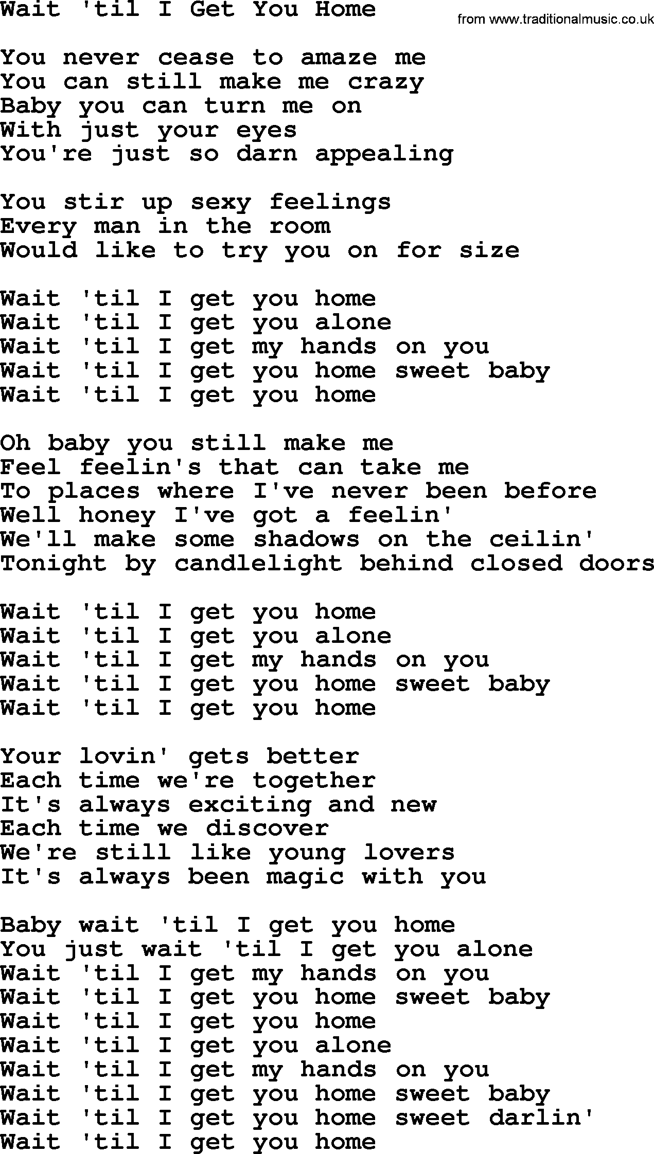 Dolly Parton song Wait 'til I Get You Home.txt lyrics