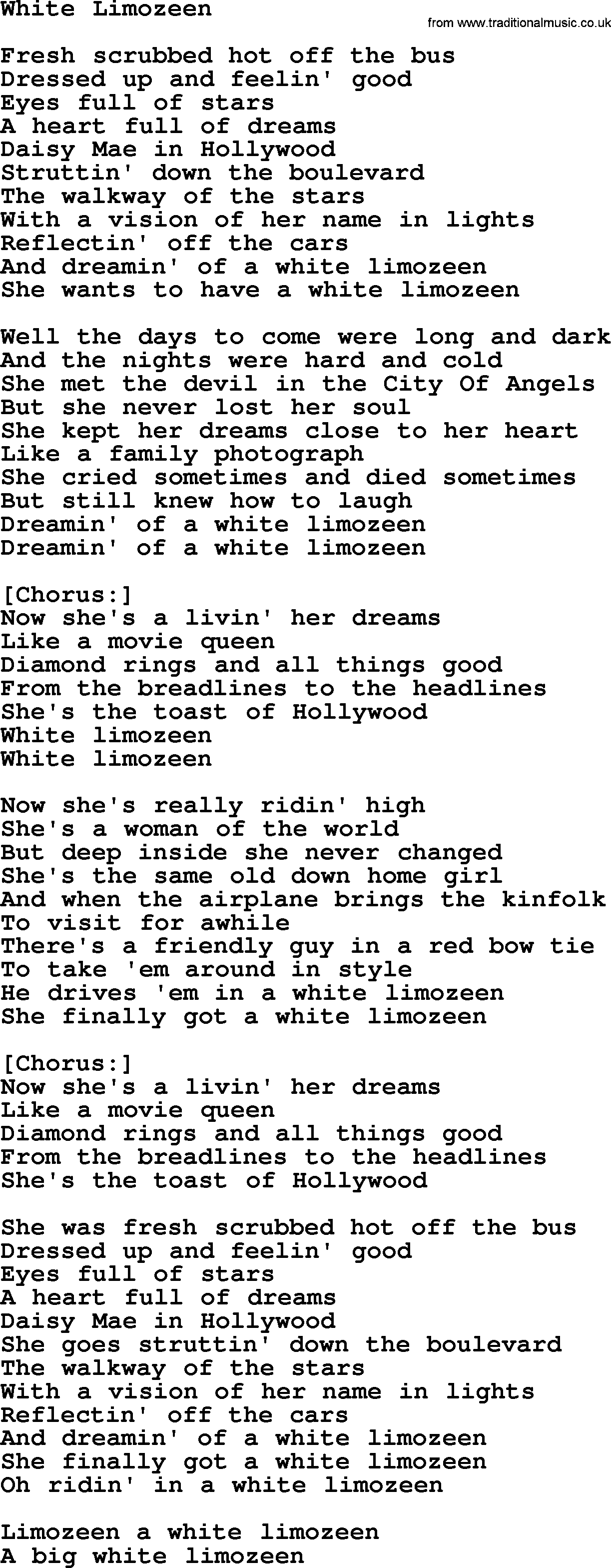 Dolly Parton song White Limozeen.txt lyrics