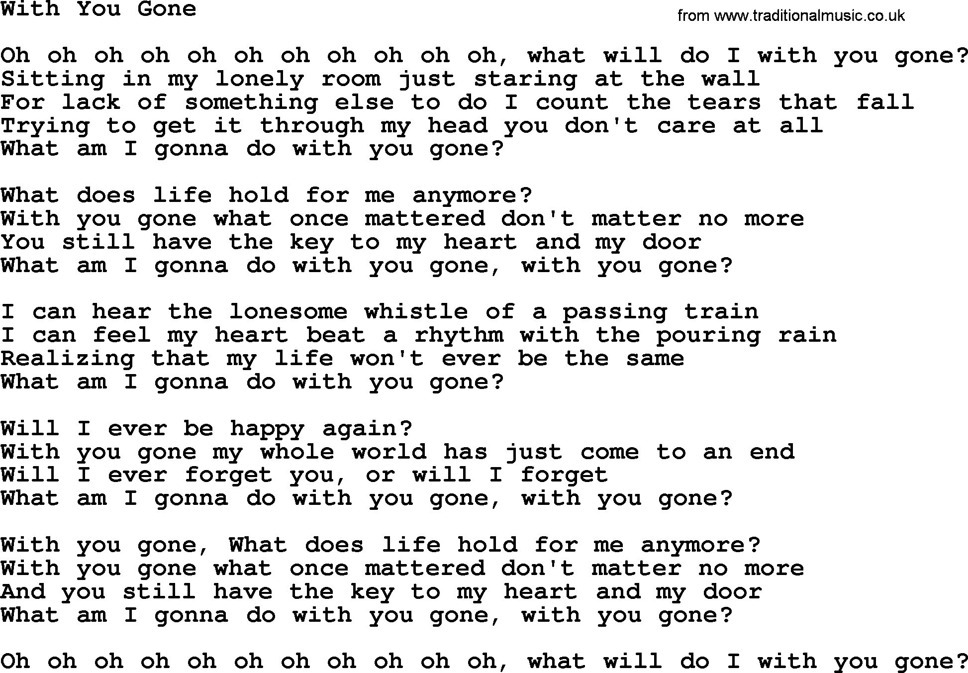 Dolly Parton song With You Gone.txt lyrics
